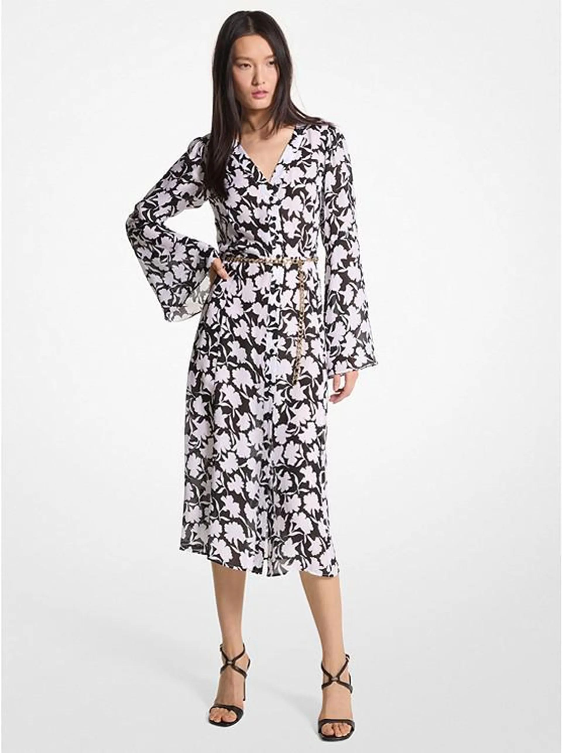 Shadow Floral Georgette Dress