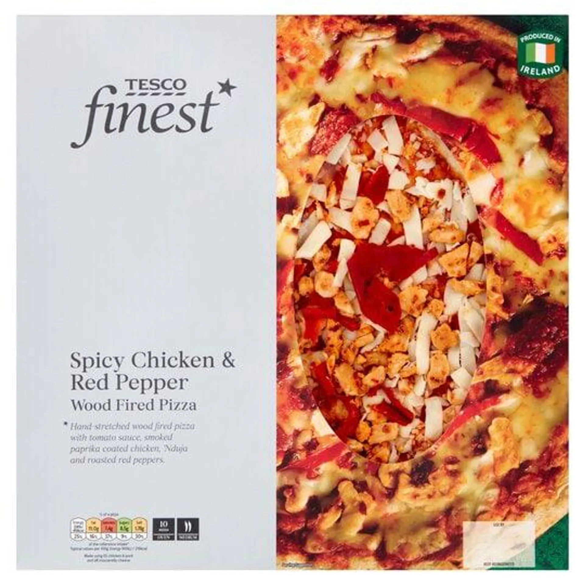Tesco Finest Spicy Chicken And Red Pepper Wdfired Pizza 500G