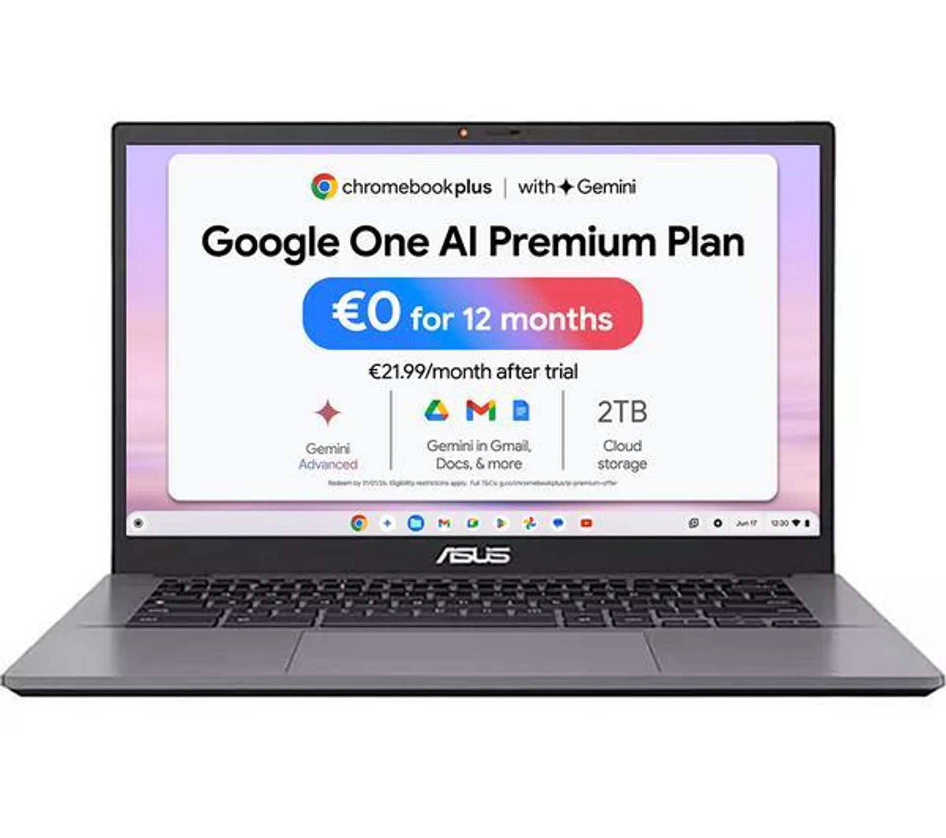 ASUS CX34 14" Chromebook Plus - Intel® Core™ i3, 256 GB UFS, Grey