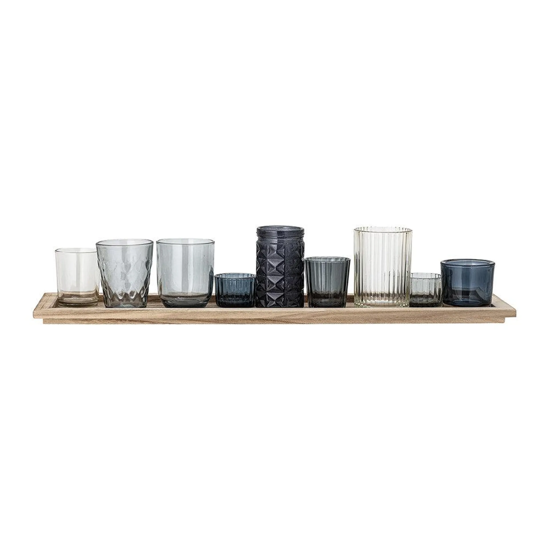 Elvie Assorted Blue Glass Votives - Set of 10