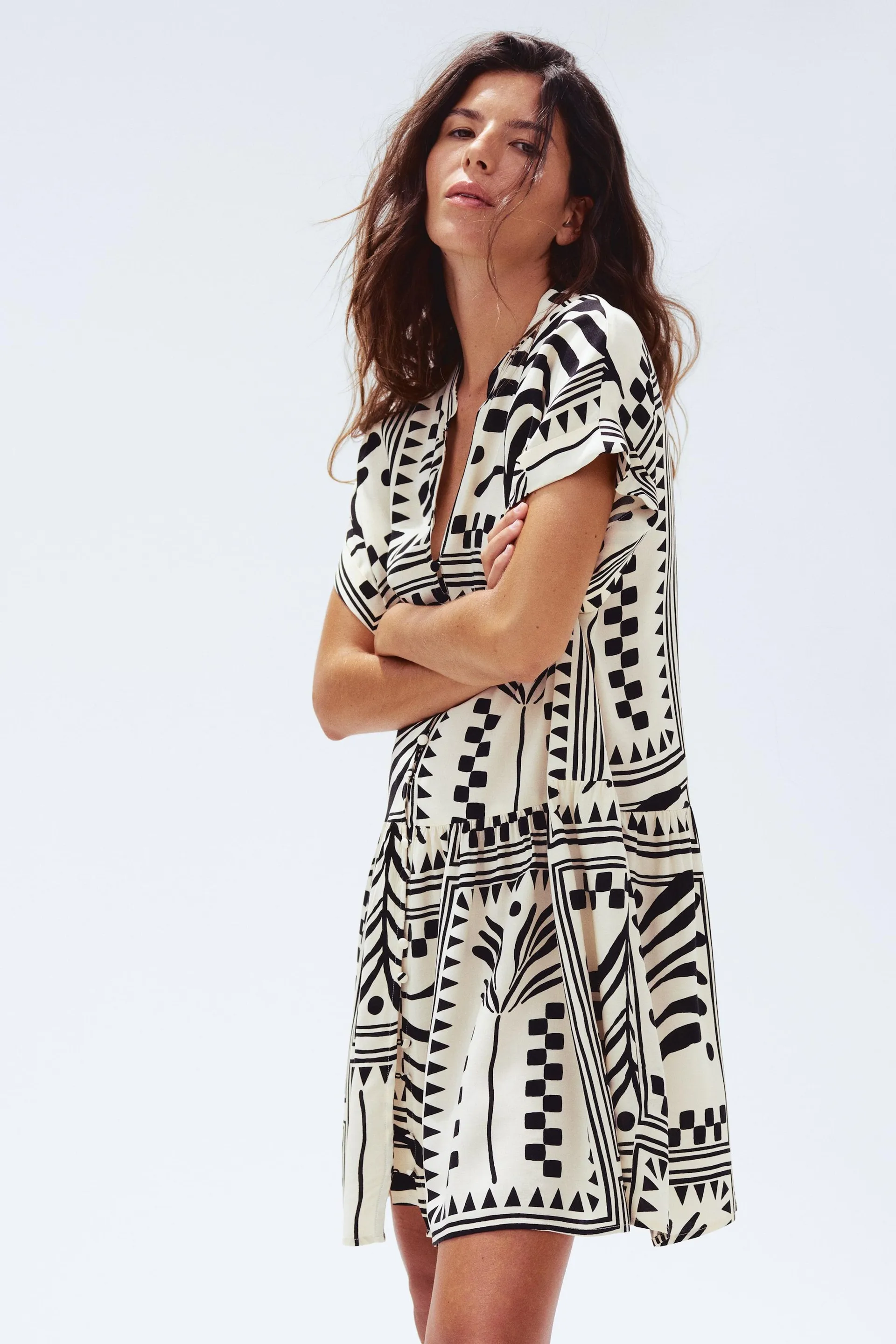 Crinkled tunic dress