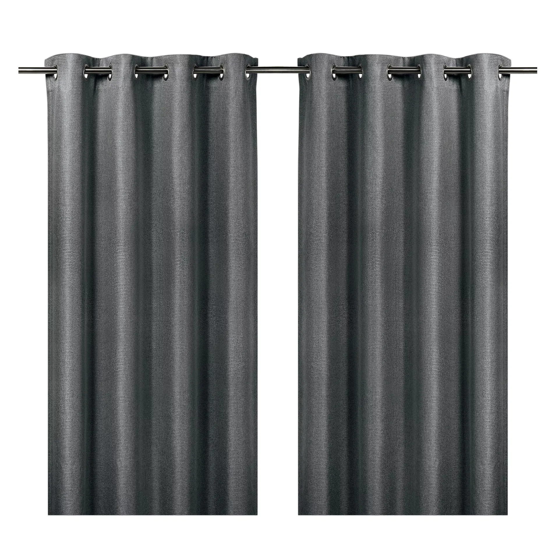 Moggo Grey Chevron Lined Eyelet Curtain (W)117cm (L)137cm, Pair