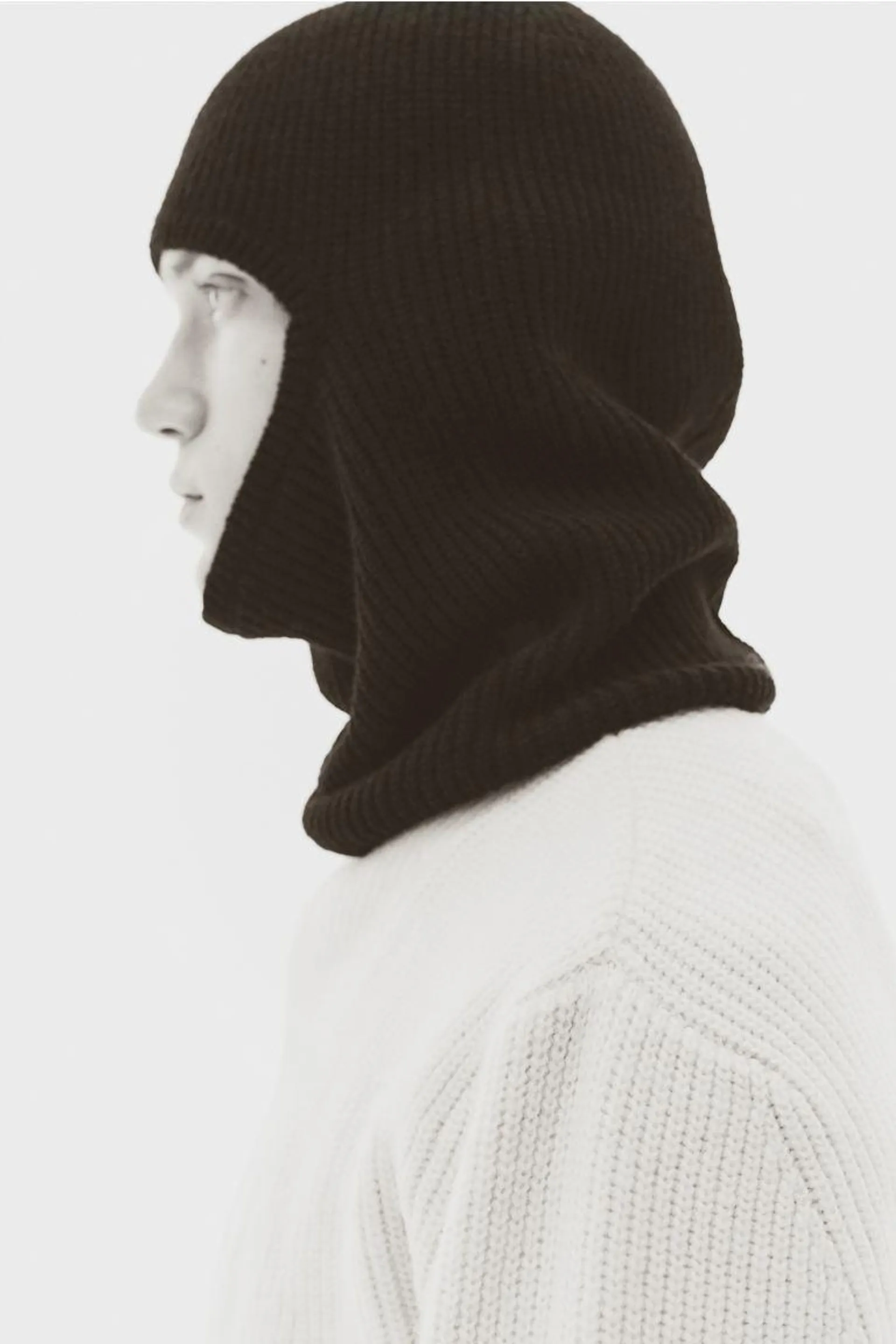 Rib-knit balaclava