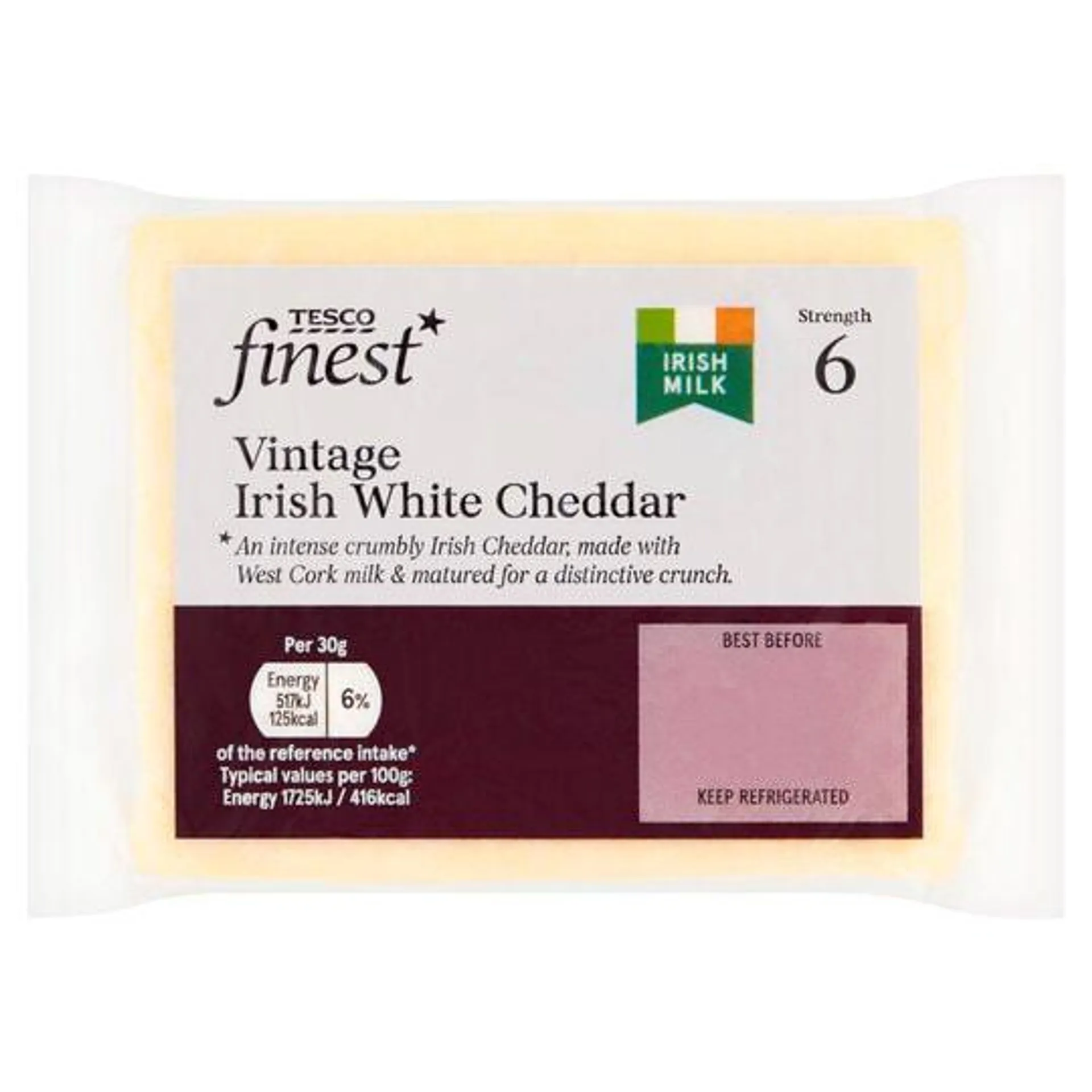 Tesco Finest Vintage Irish White Cheddar 250G