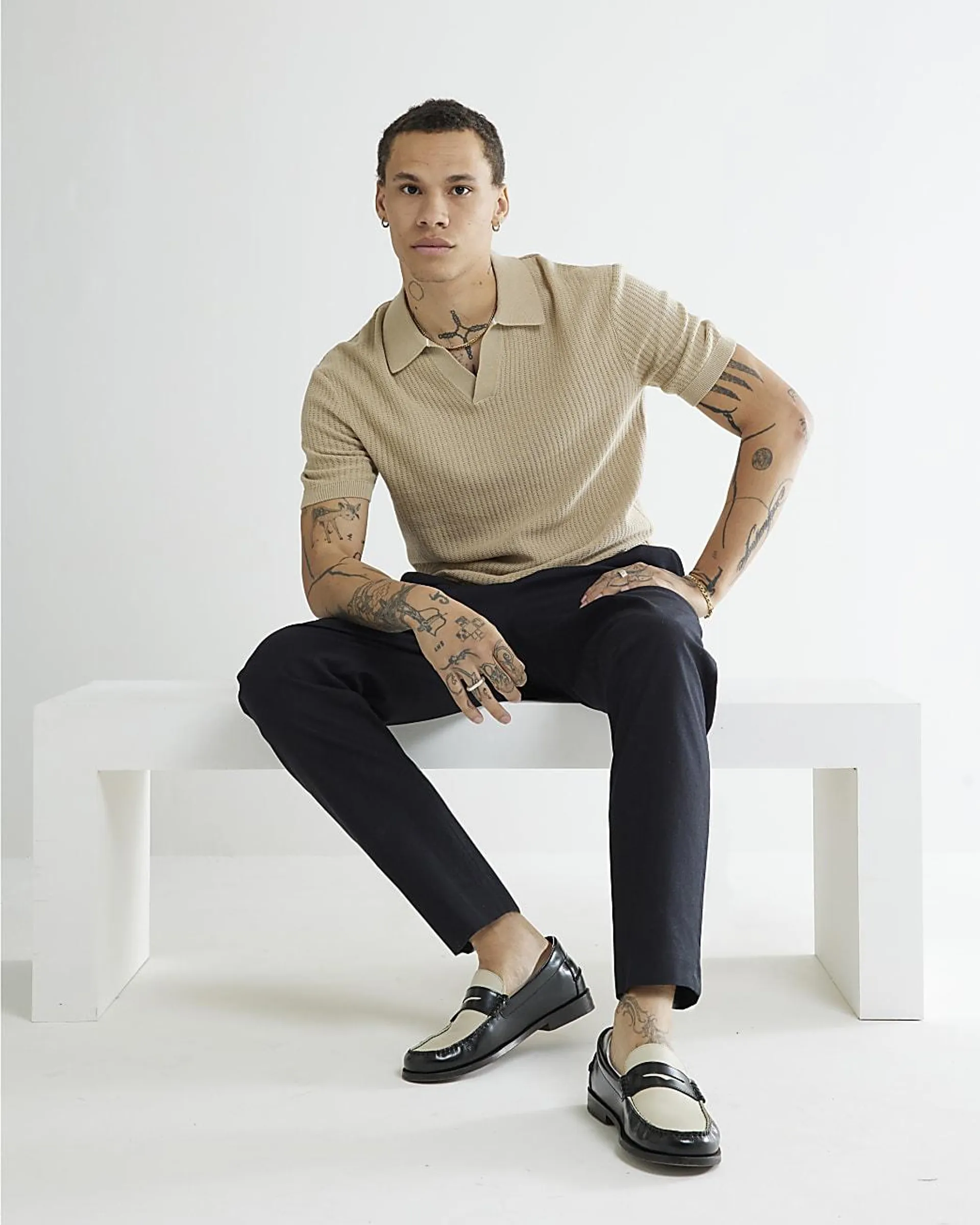 Stone Short Sleeve Open Collar Polo Shirt