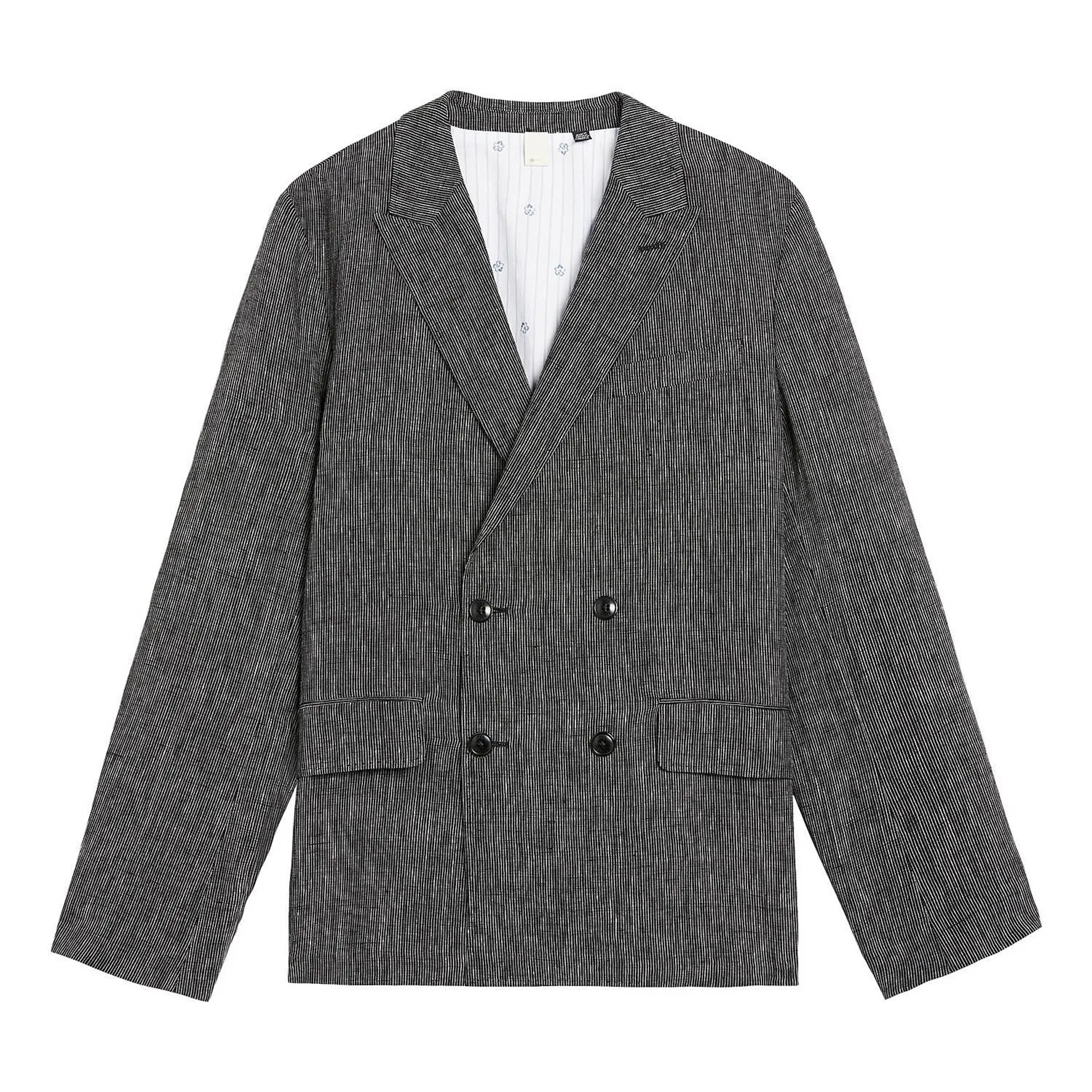 Naver Fine Stripe Double Breasted Blazer