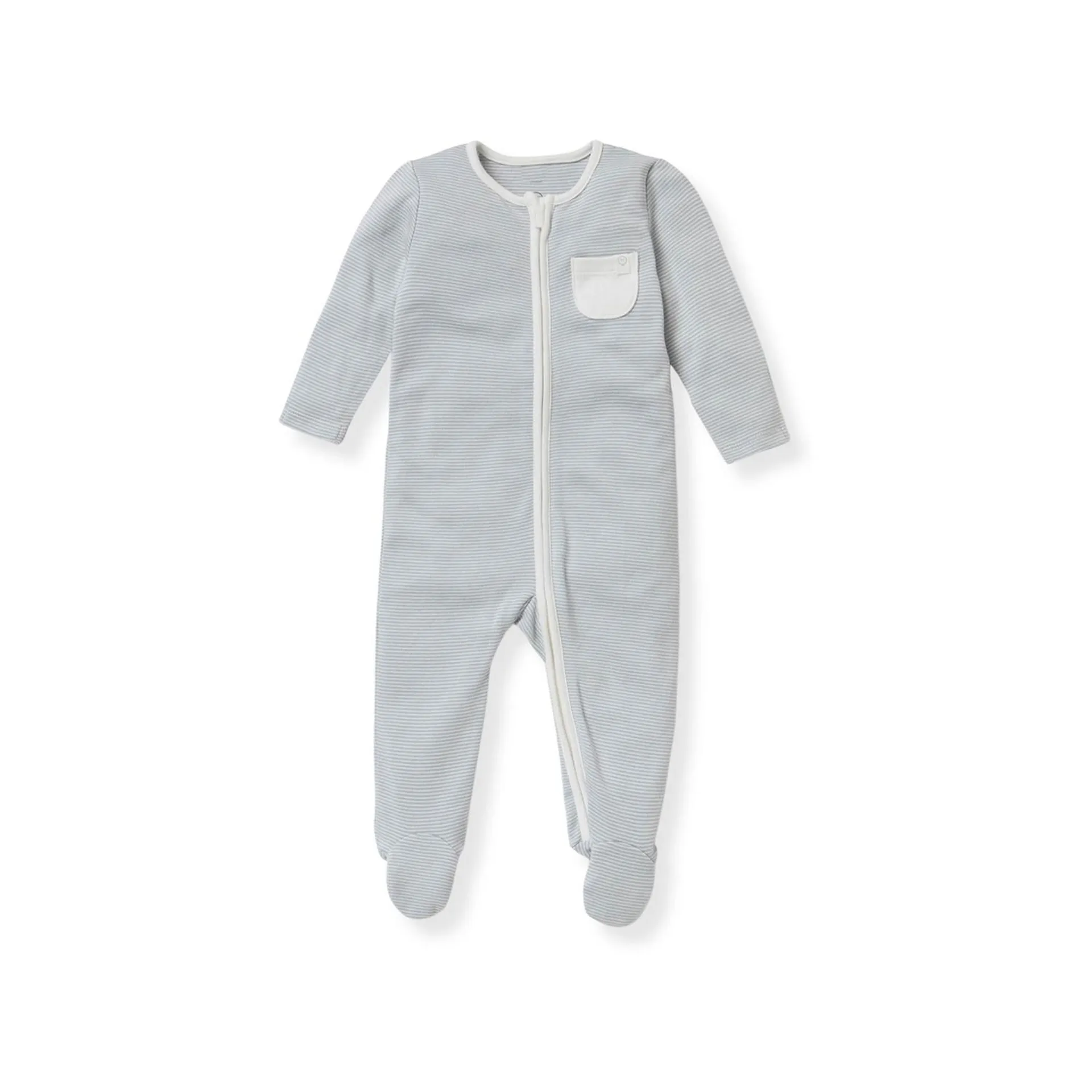 Clever Zip Striped Logo Sleepsuit