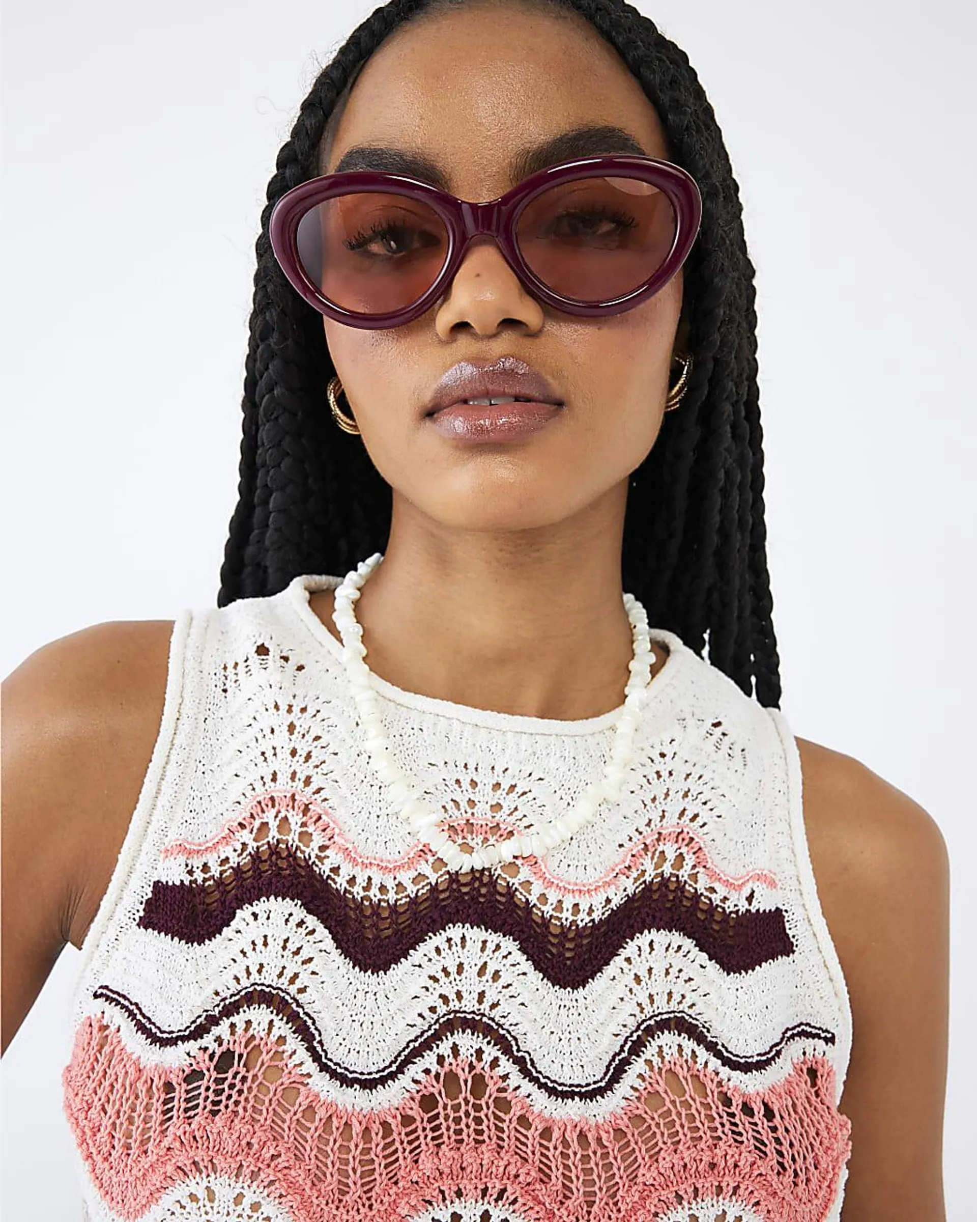 Coral Chevron Knit Vest