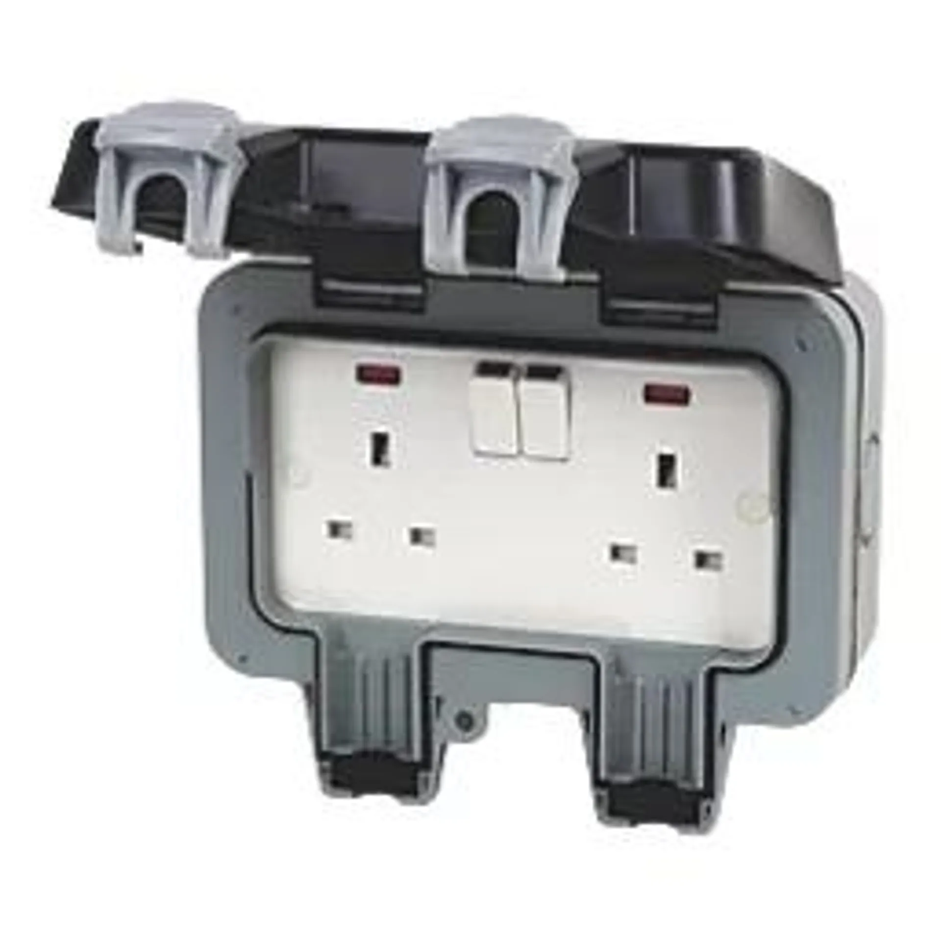 British General IP66 13A 2-Gang DP Weatherproof Outdoor Switched Socket