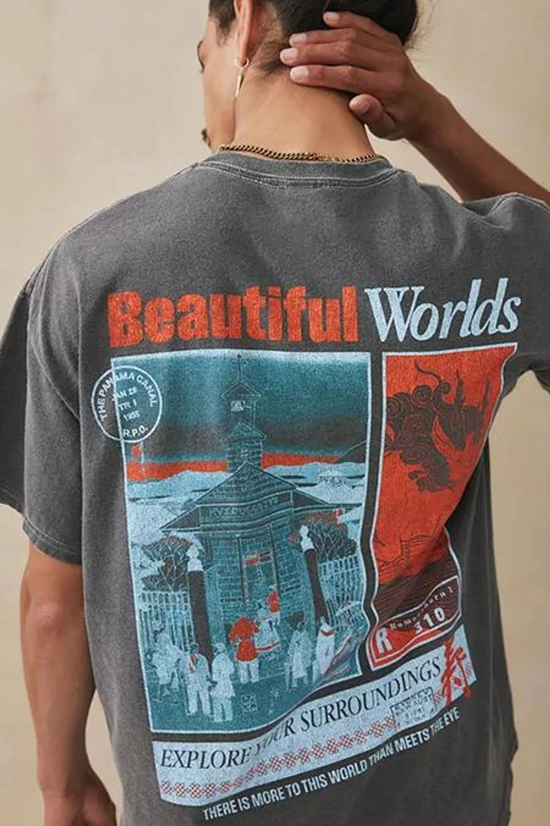 UO Black Beautiful Worlds T-Shirt