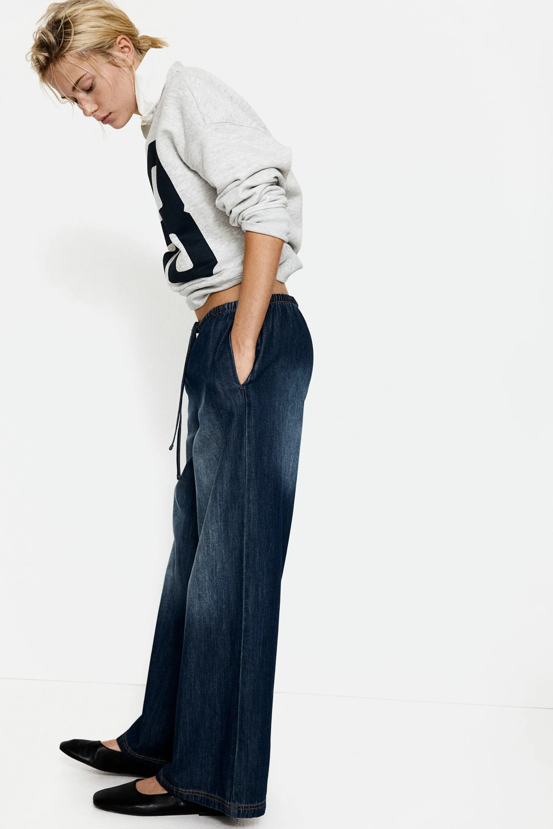 Denim drawstring trousers