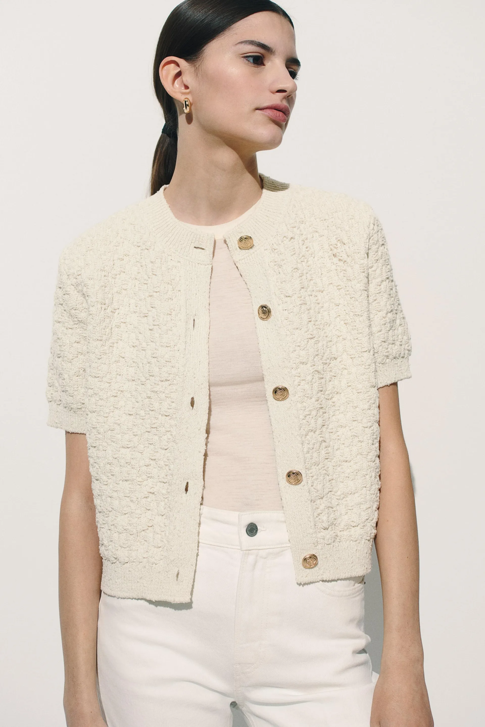 Textured-knit cardigan