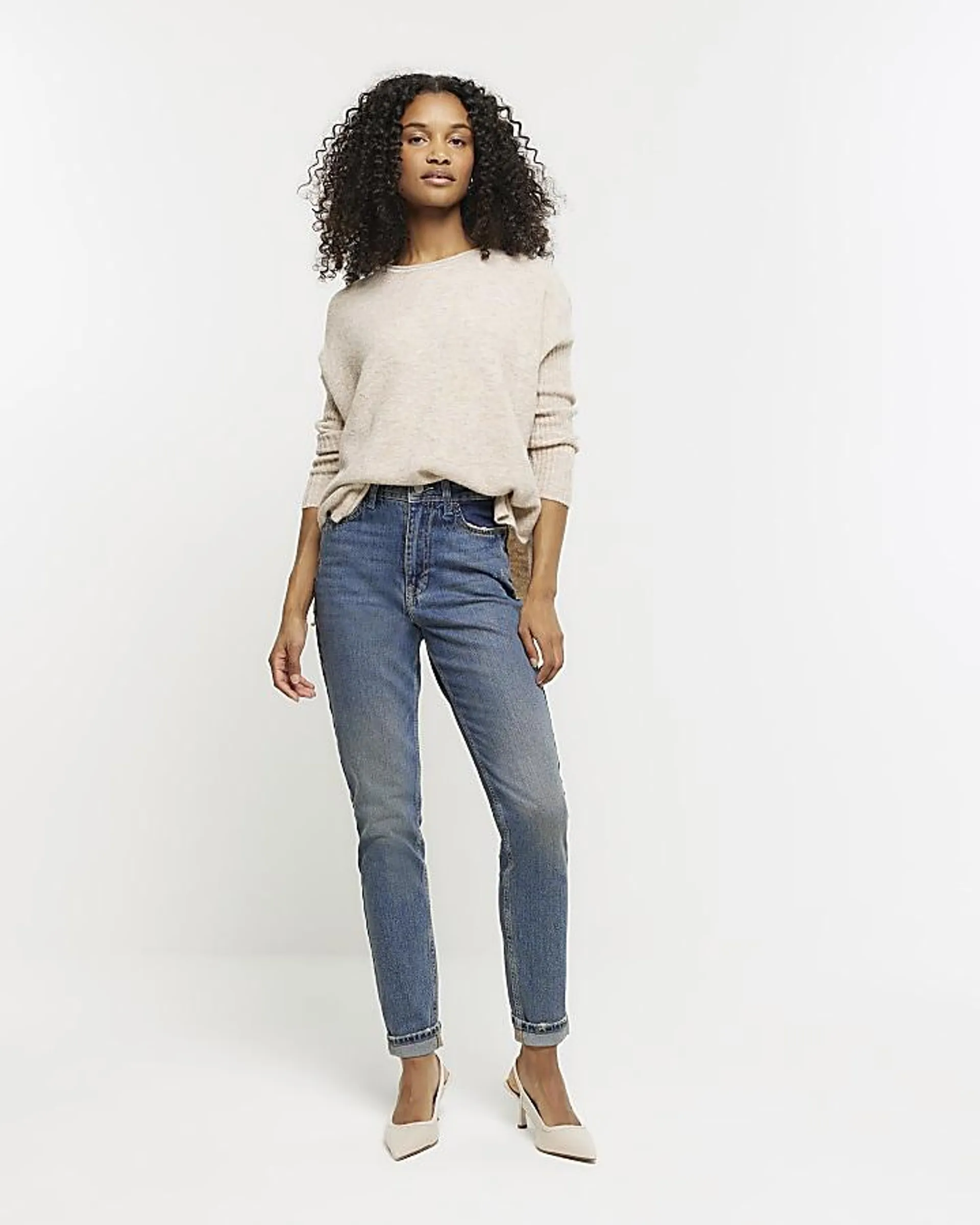 Blue high waisted bum sculpt mom jeans