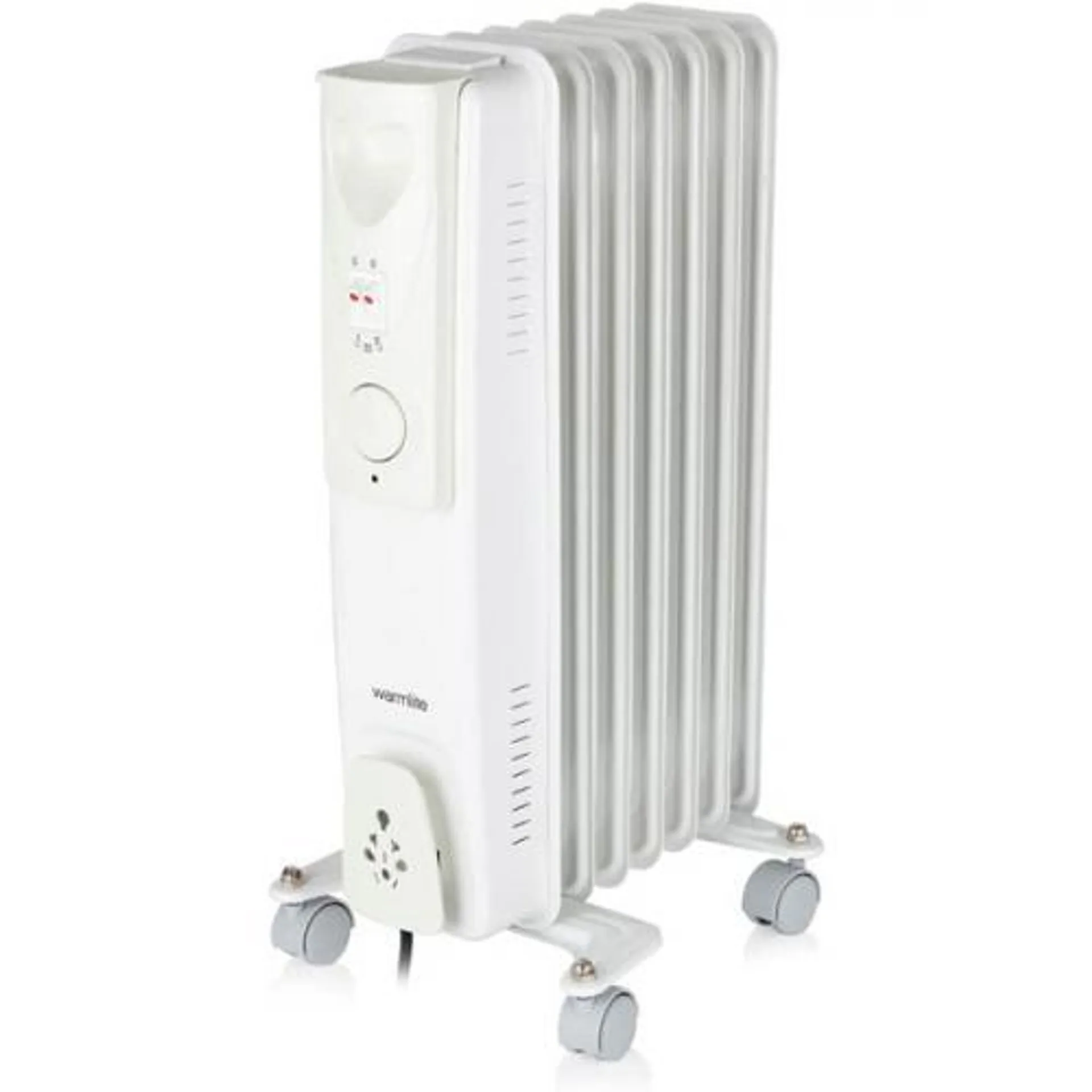Warmlite WL43003YW 1500W Oil Filled Radiator with 3 Power Settings and Adjustable Thermostat, White