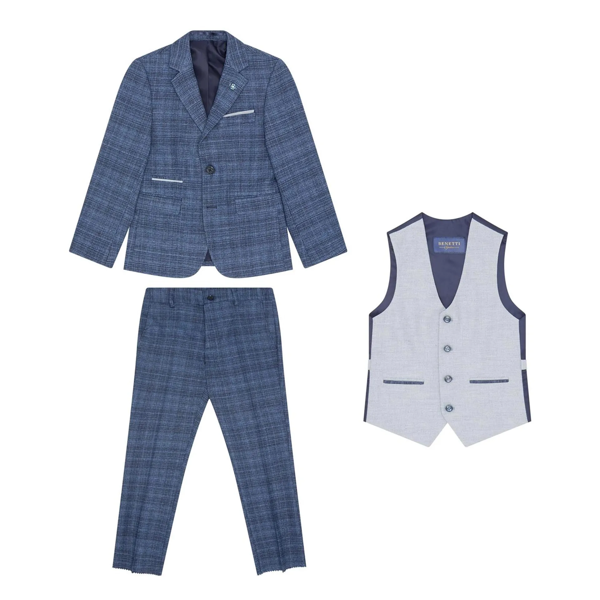 Three-Piece Check Tweed Suit