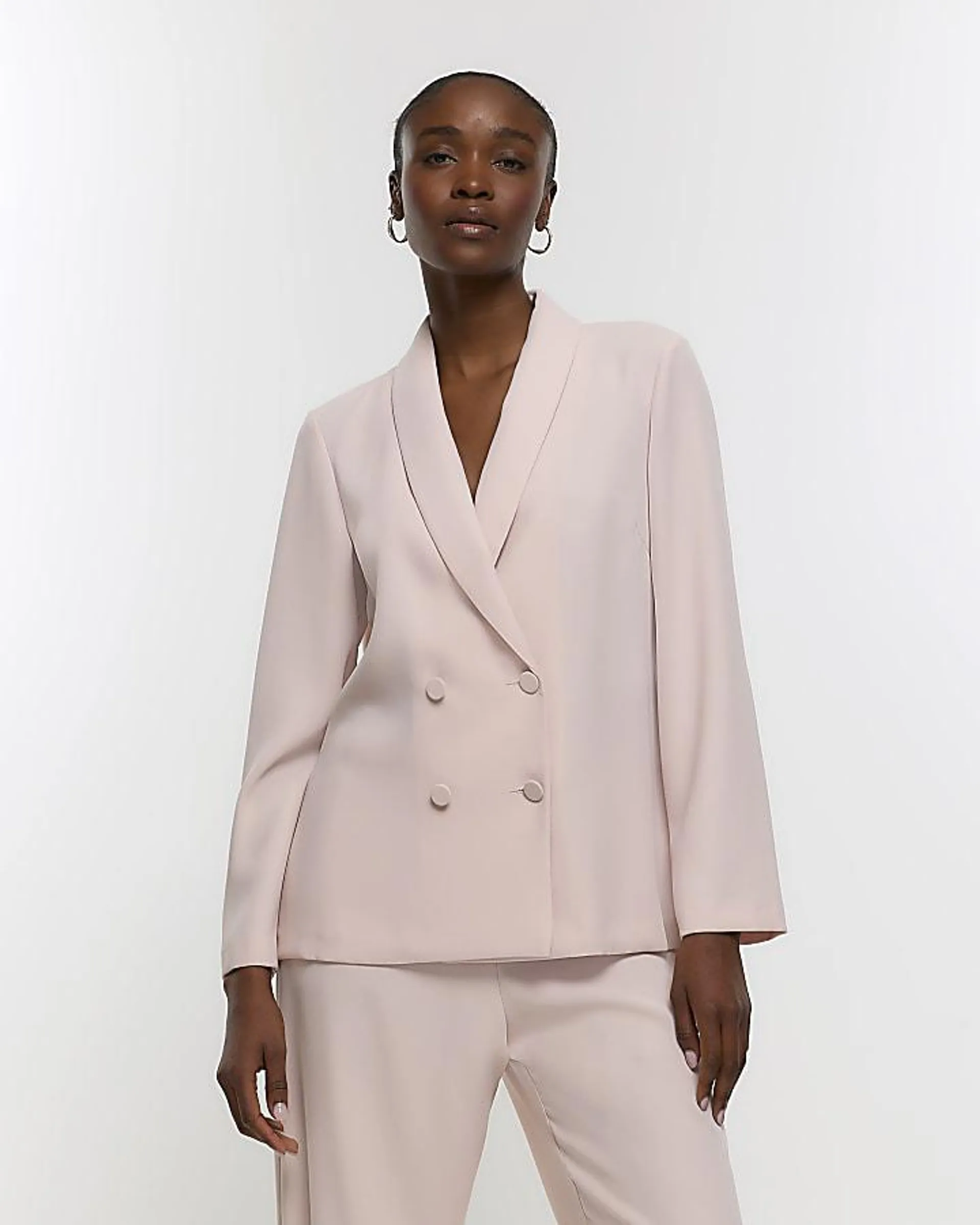 Pink double breasted blazer