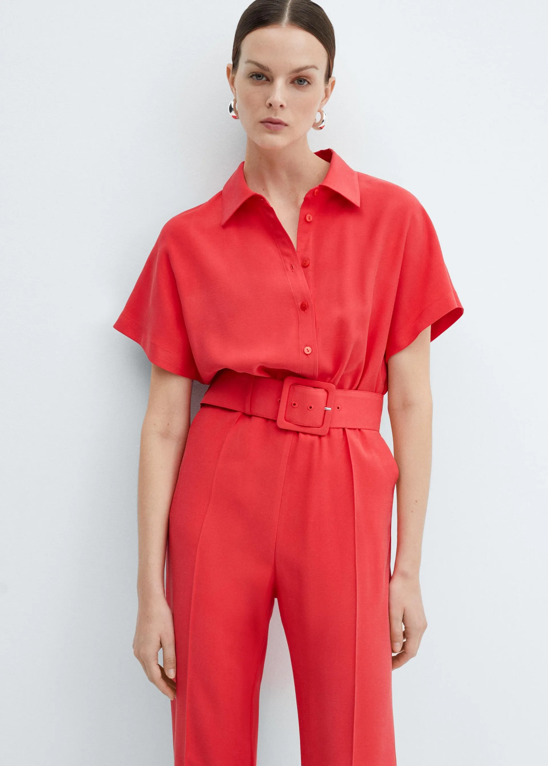 Lange jumpsuit met ceintuur