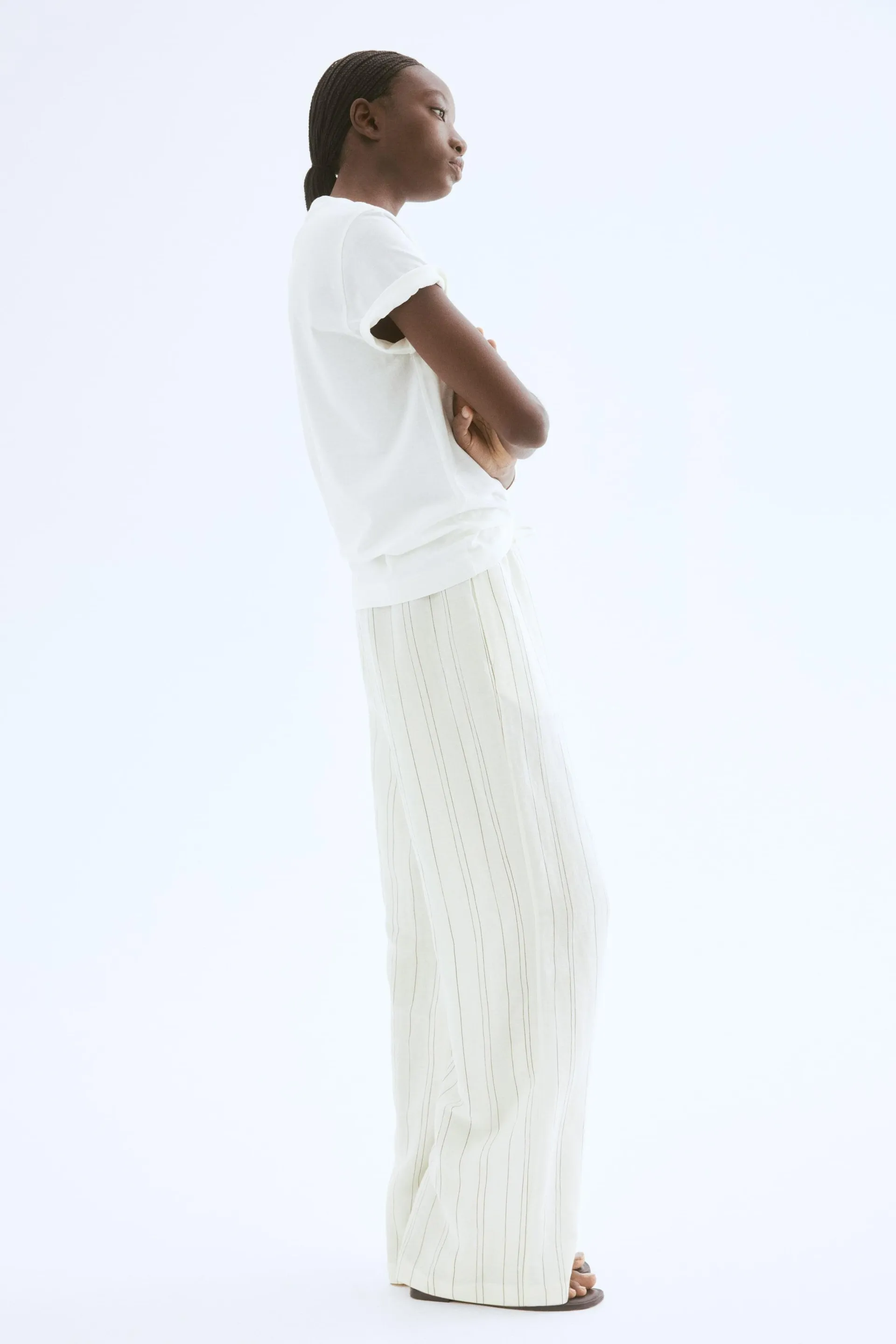 Linen-blend trousers