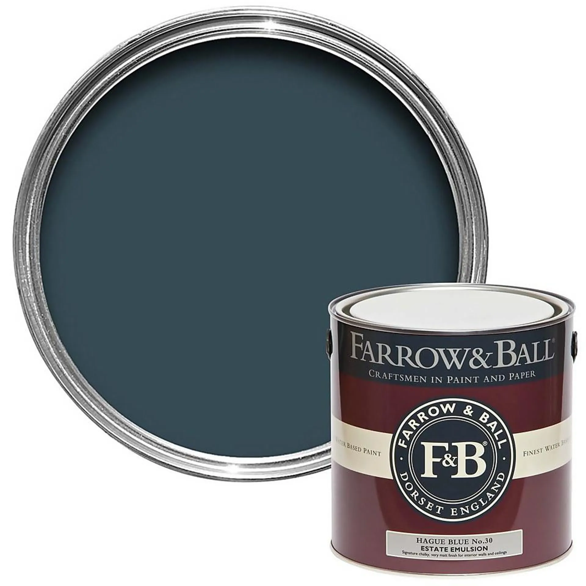 Farrow & Ball Estate Matt Emulsion Paint Hague Blue No.30 - 2.5L