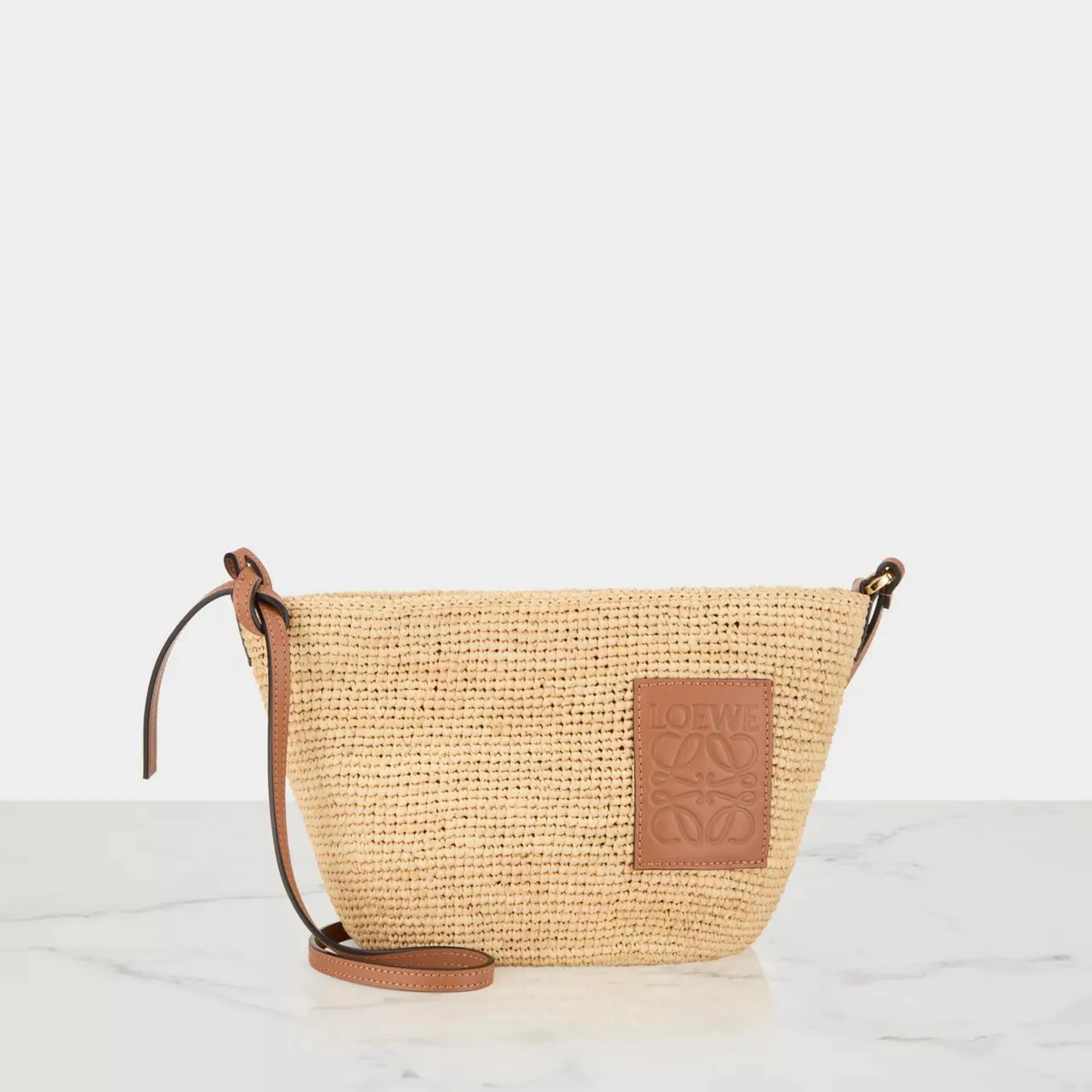 raffia pochette slit crossbody bag