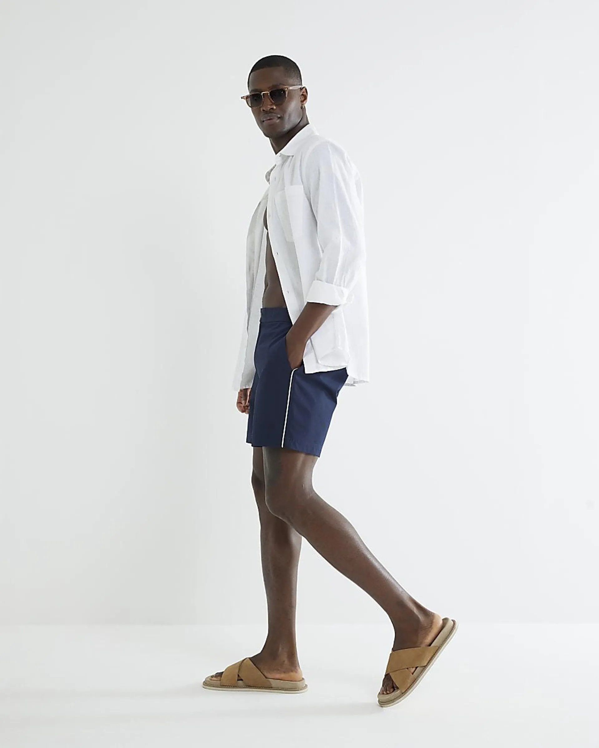 Navy Taped Swim Shorts