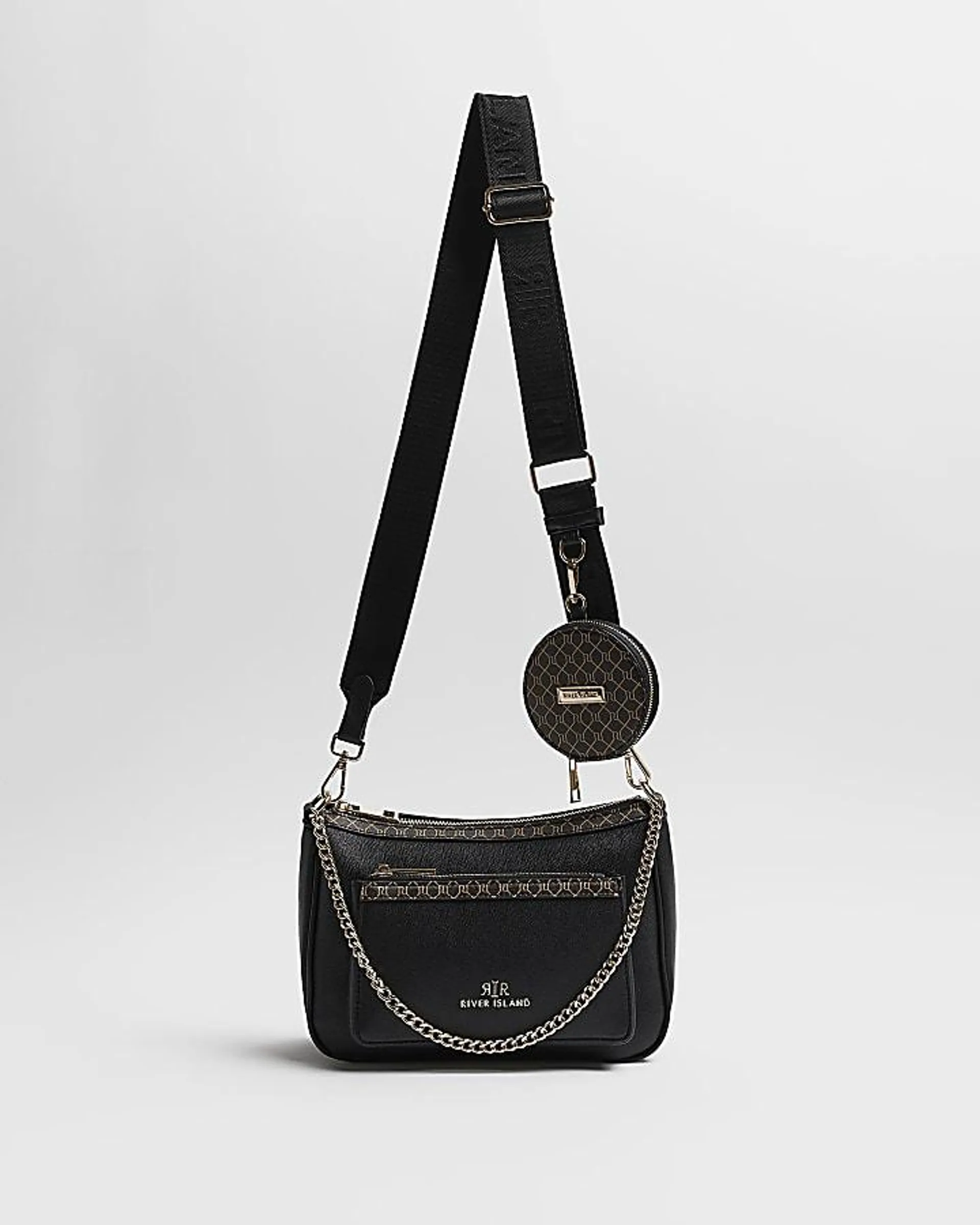 Black monogram Pouchette Cross Body Bag