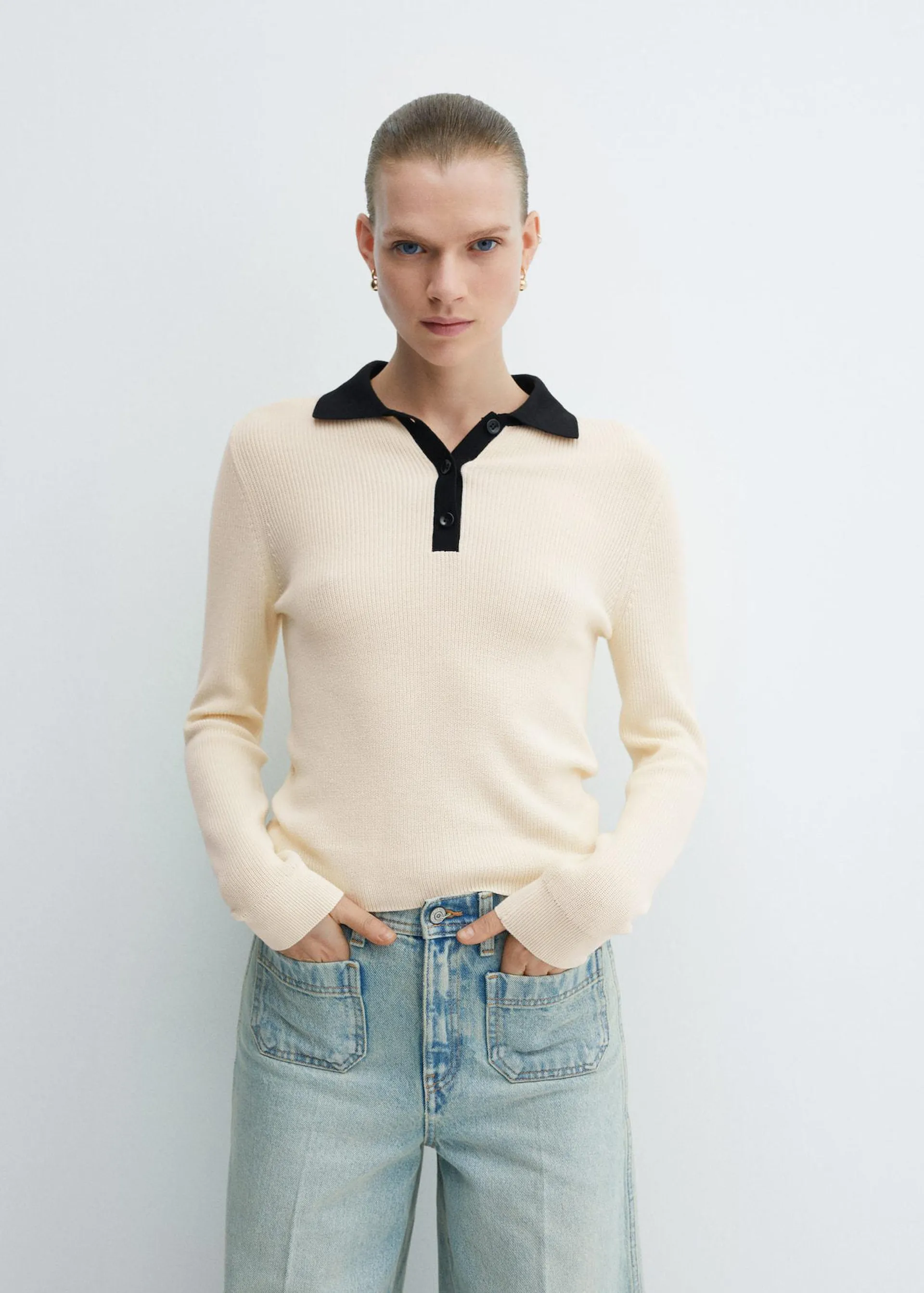 Knitted polo neck sweater