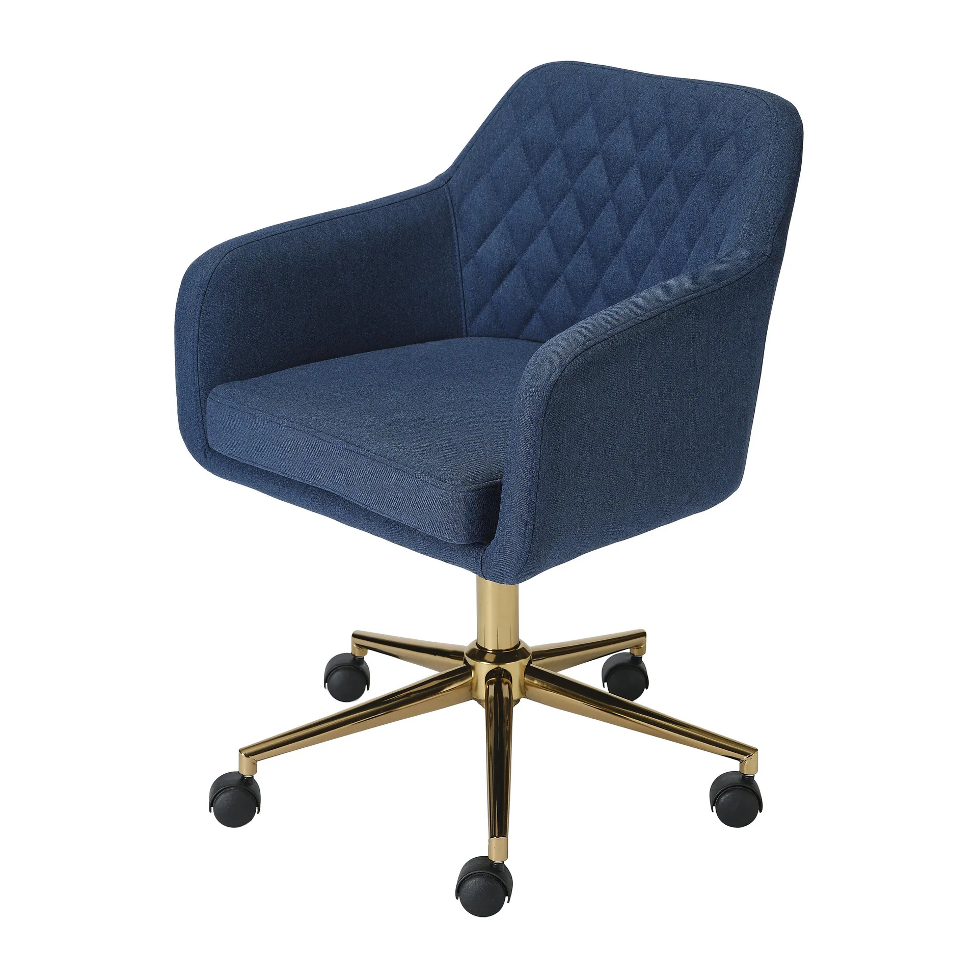 Skyber Dark blue Linen effect Office chair (H)875mm (W)610mm (D)600mm
