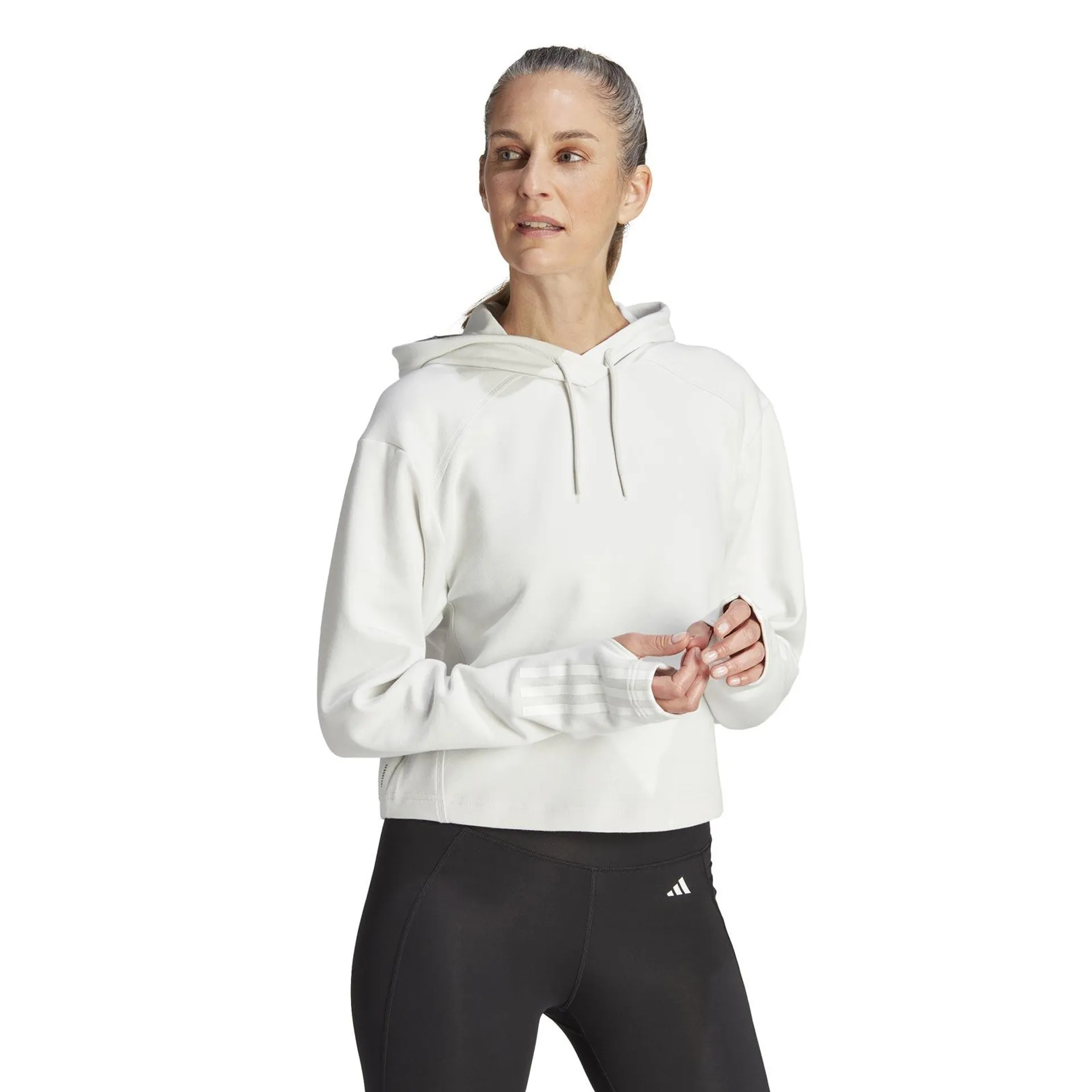 adidas Train Essentials Womens Cotton 3-Stripes Hoodie