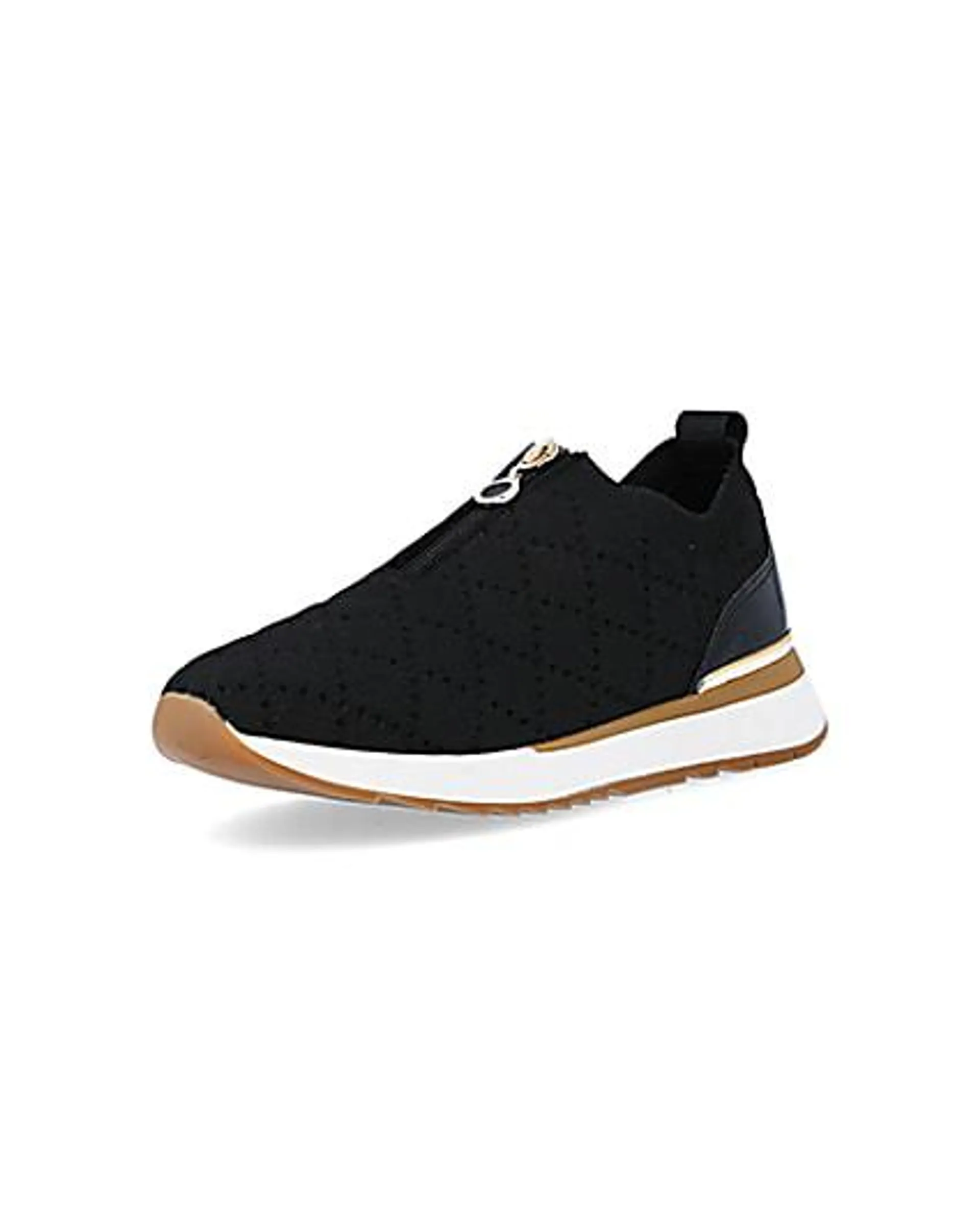 Black quilted zip trainers