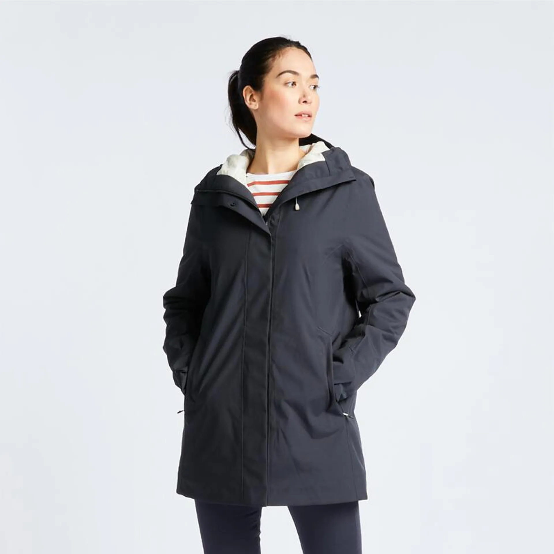 Women's Warm Waterproof Windproof Jacket SAILING 300 - Dark grey