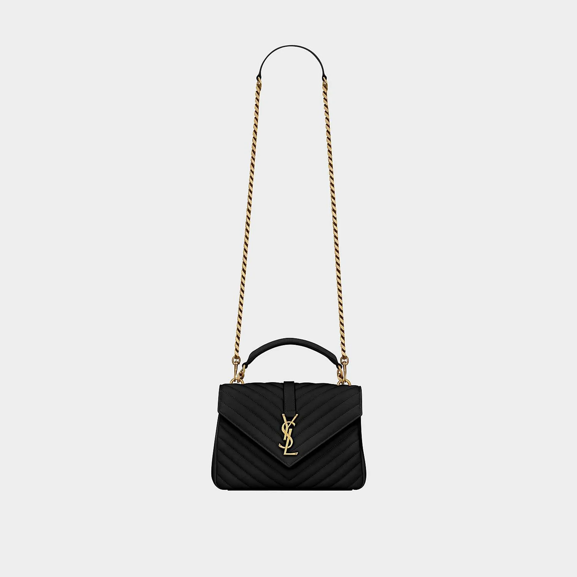 College Quilted Leather Medium Chain Bag