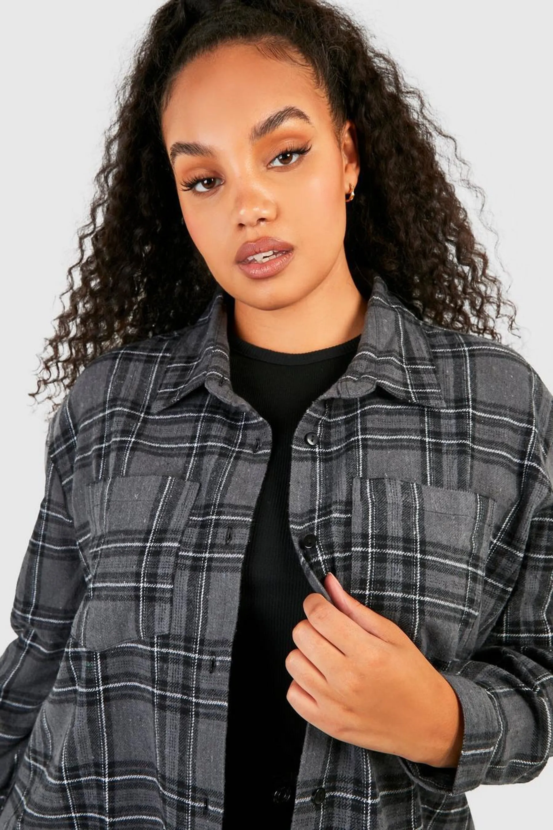 Plus Oversized Check Shirt