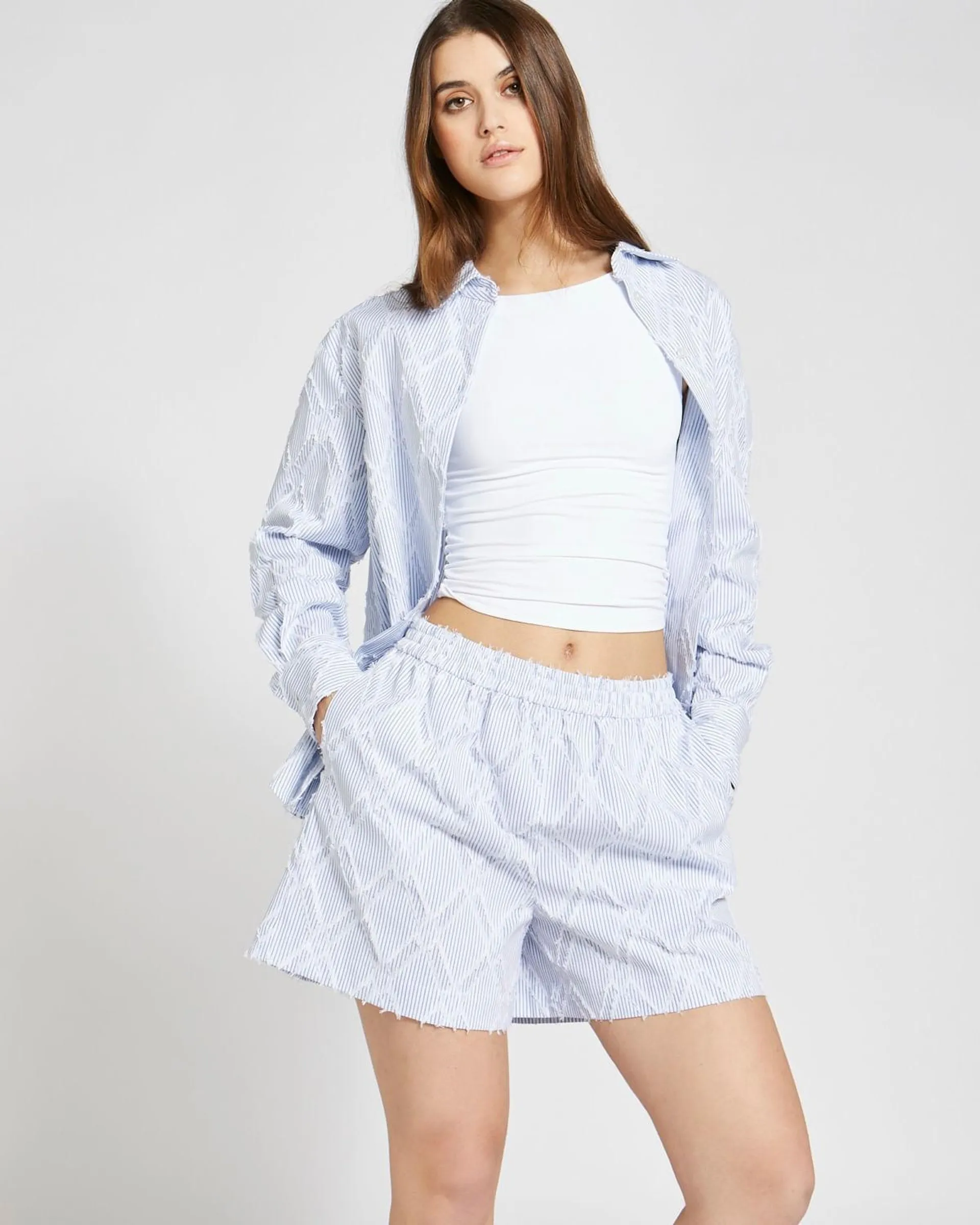 Savida Mia Stripe Texture Shorts