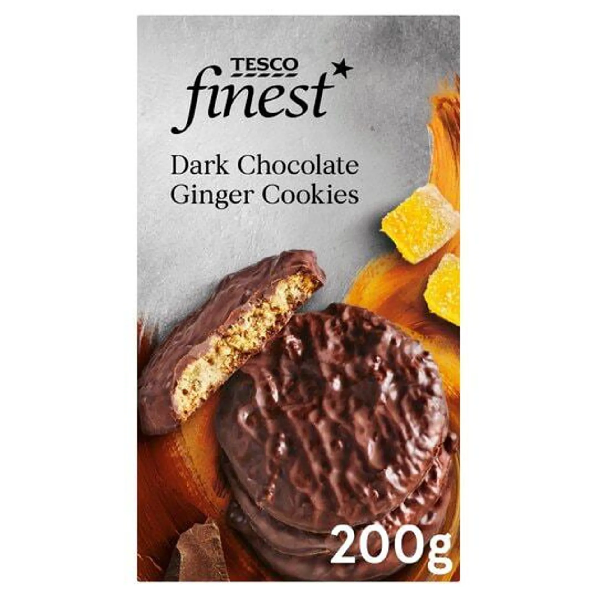 Tesco Finest Dark Chocolate Ginger Cookies 200G