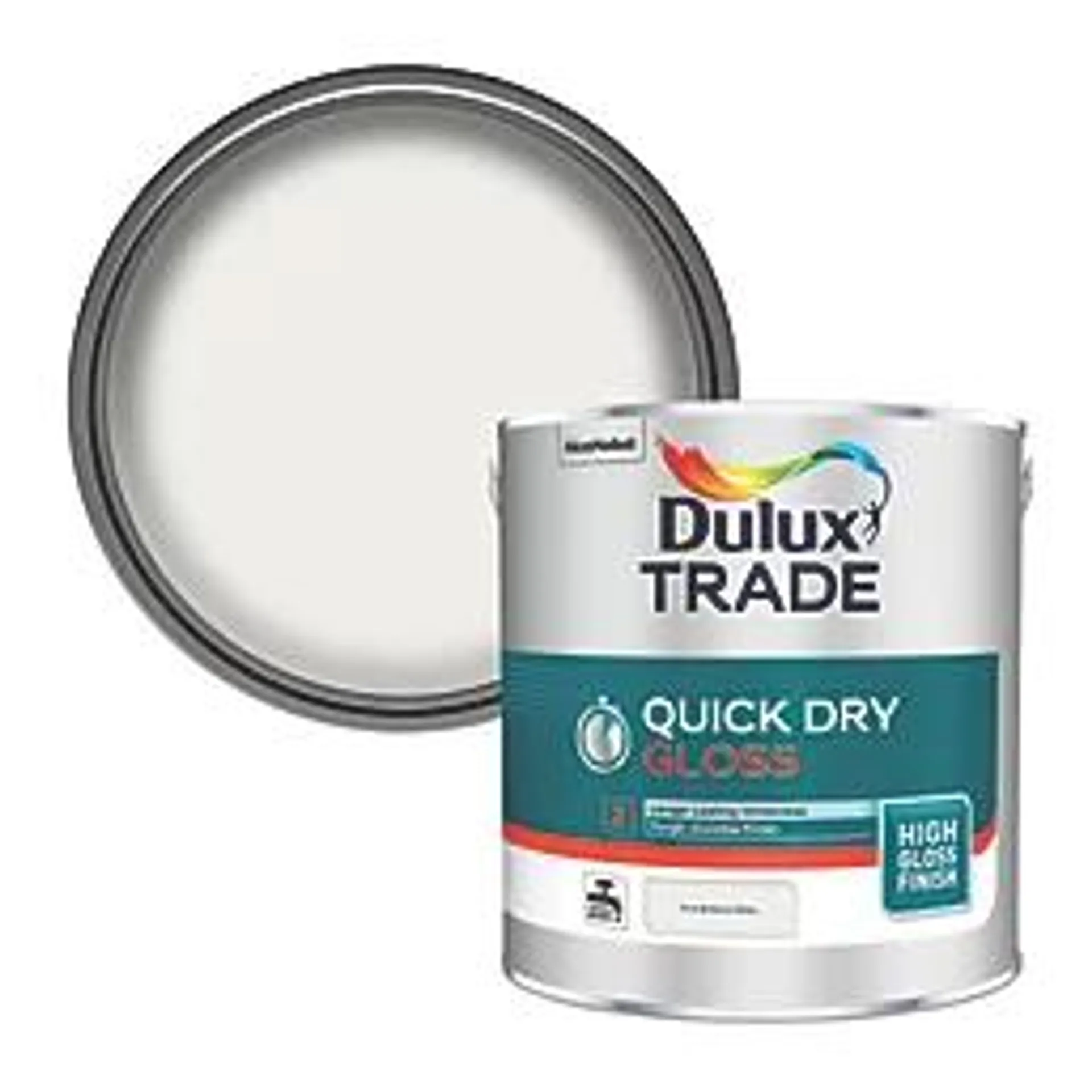 Dulux Trade High Gloss Pure Brilliant White Trim Quick-Dry Paint 2.5Ltr