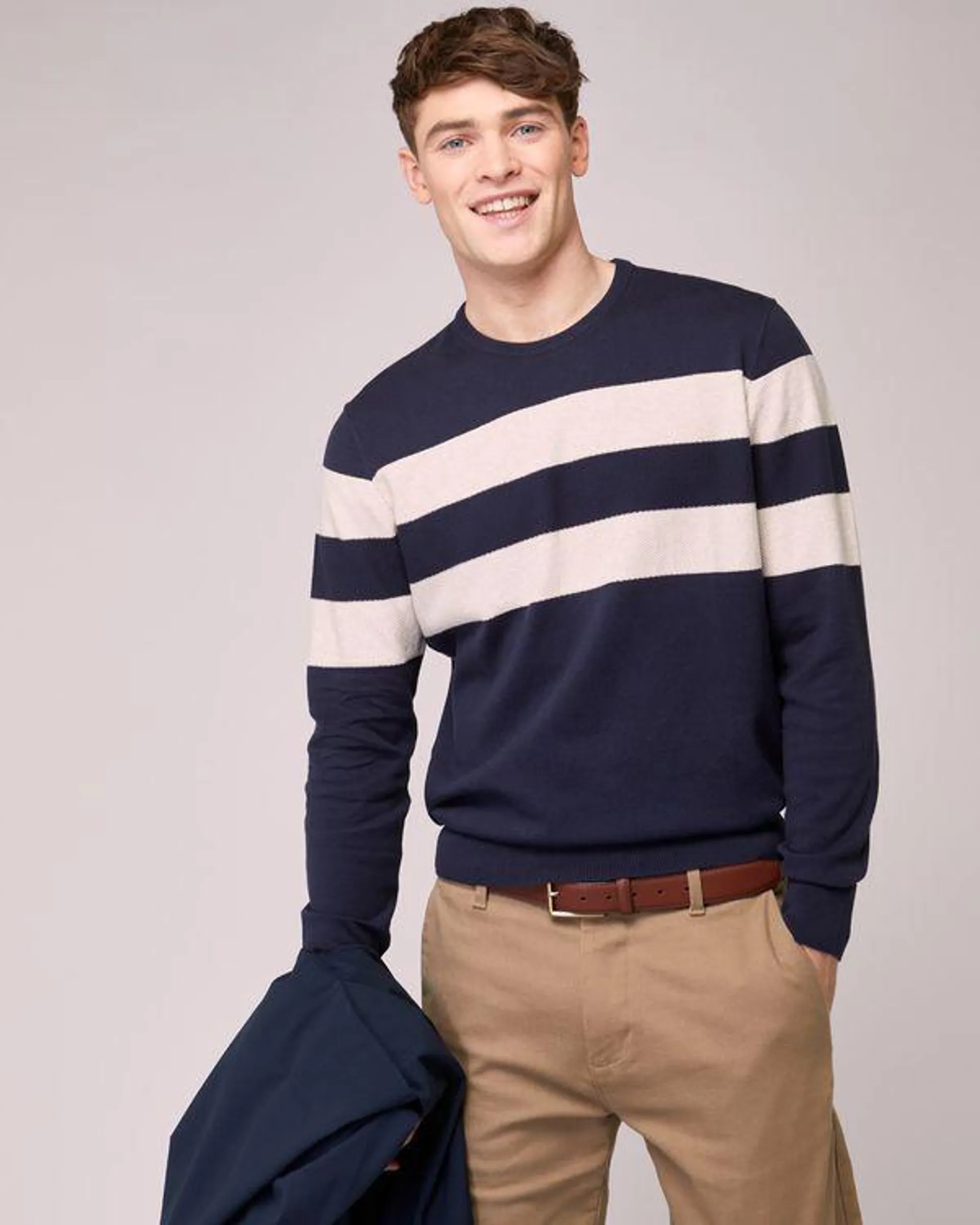 Waffle Stripe Crew Jumper