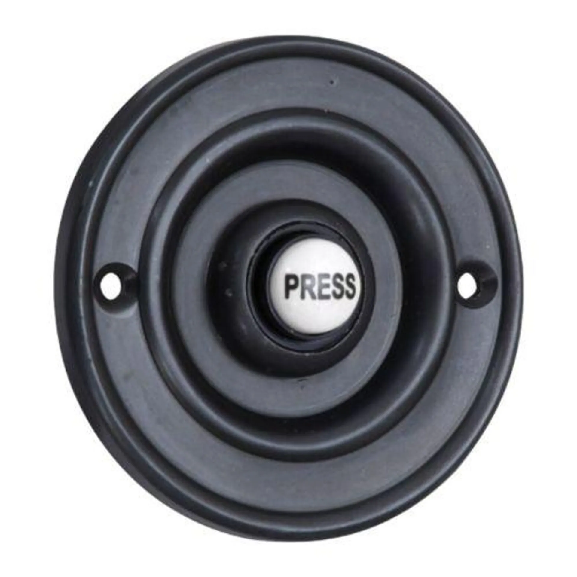 Circular Bell Push with China "Press" Button 76mm - Matt Black
