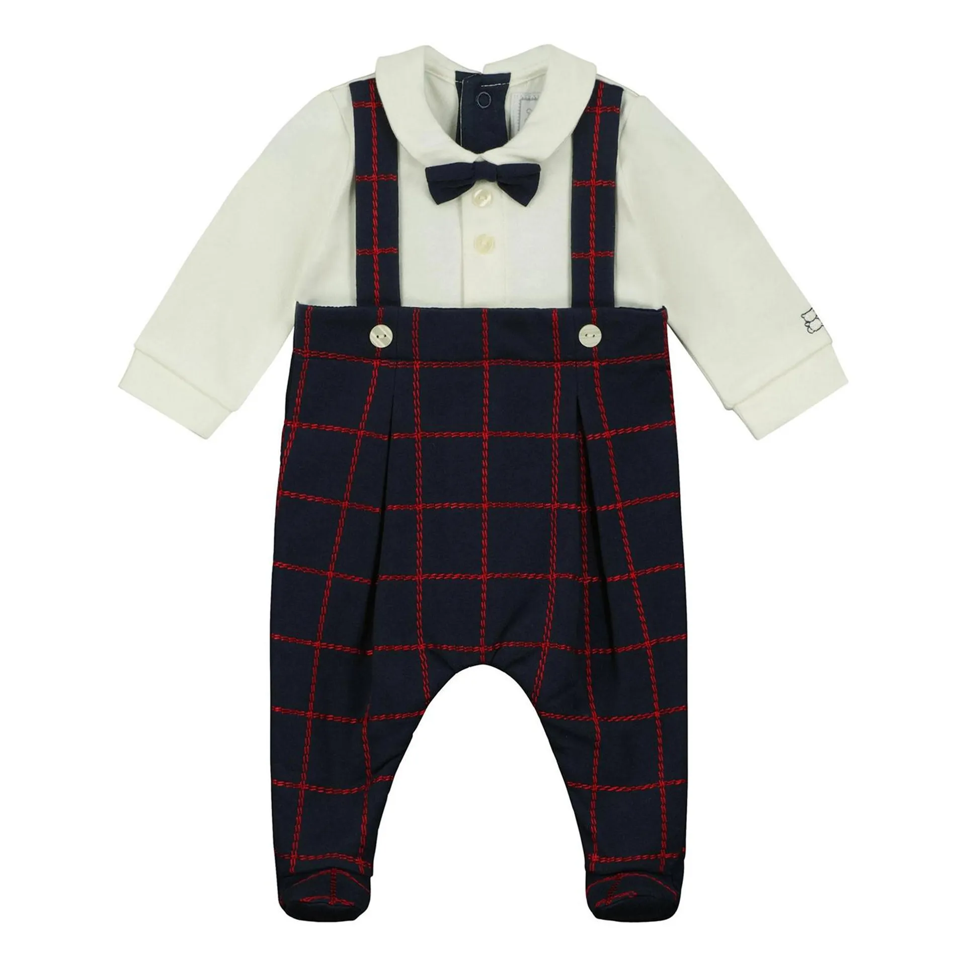 Elmo Mock Dungaree Checked Babygrow