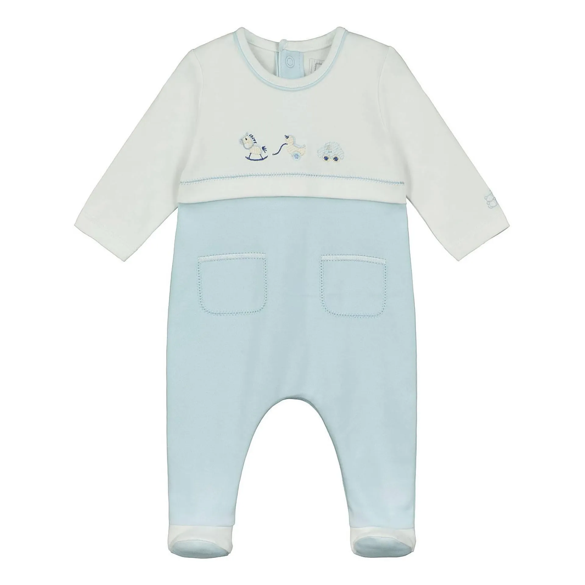 Ezra Car Duck Embroidery Babygrow & Hat