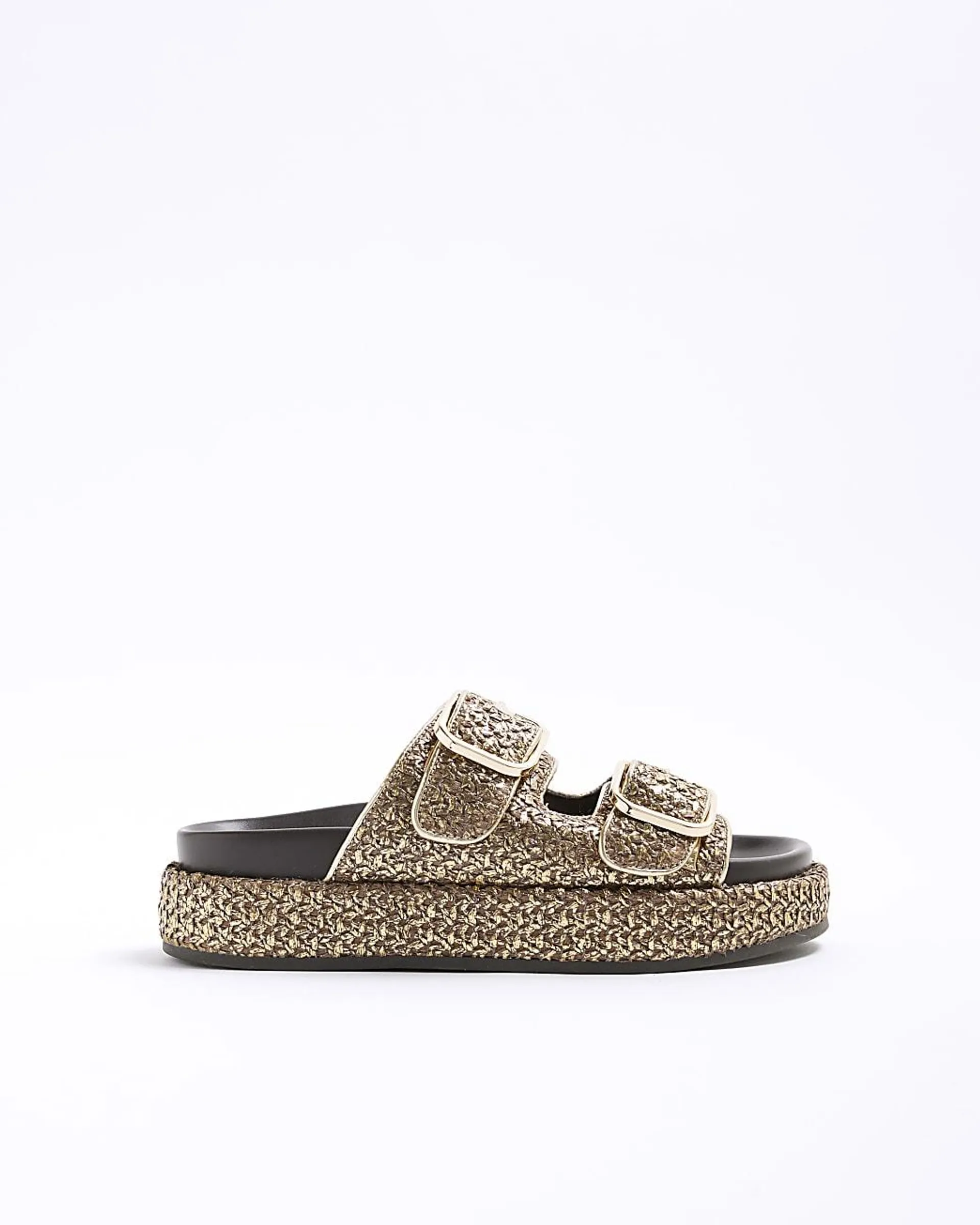 Gold Double Strap Footbed Sandals