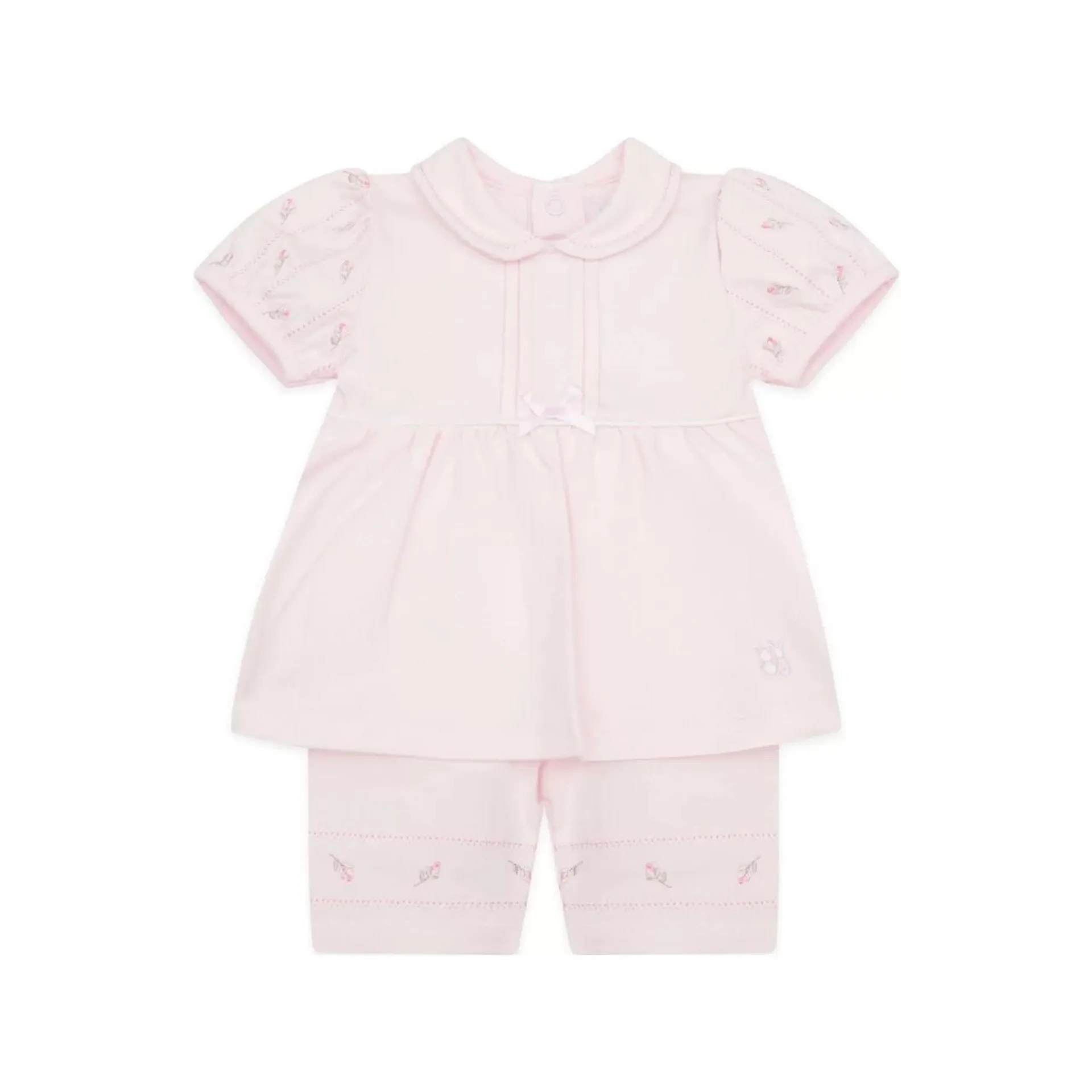 Judy Two-Piece Rosebud Embroidery Top & Shorts Set