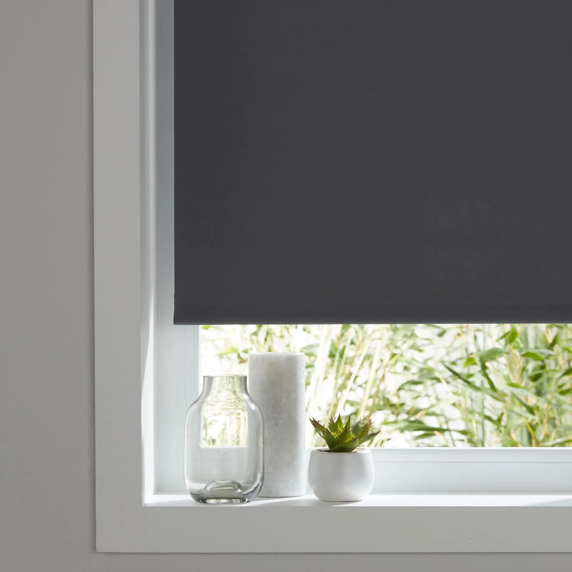 Boreas Corded Grey Plain Blackout Roller Blind (W)90cm (L)180cm