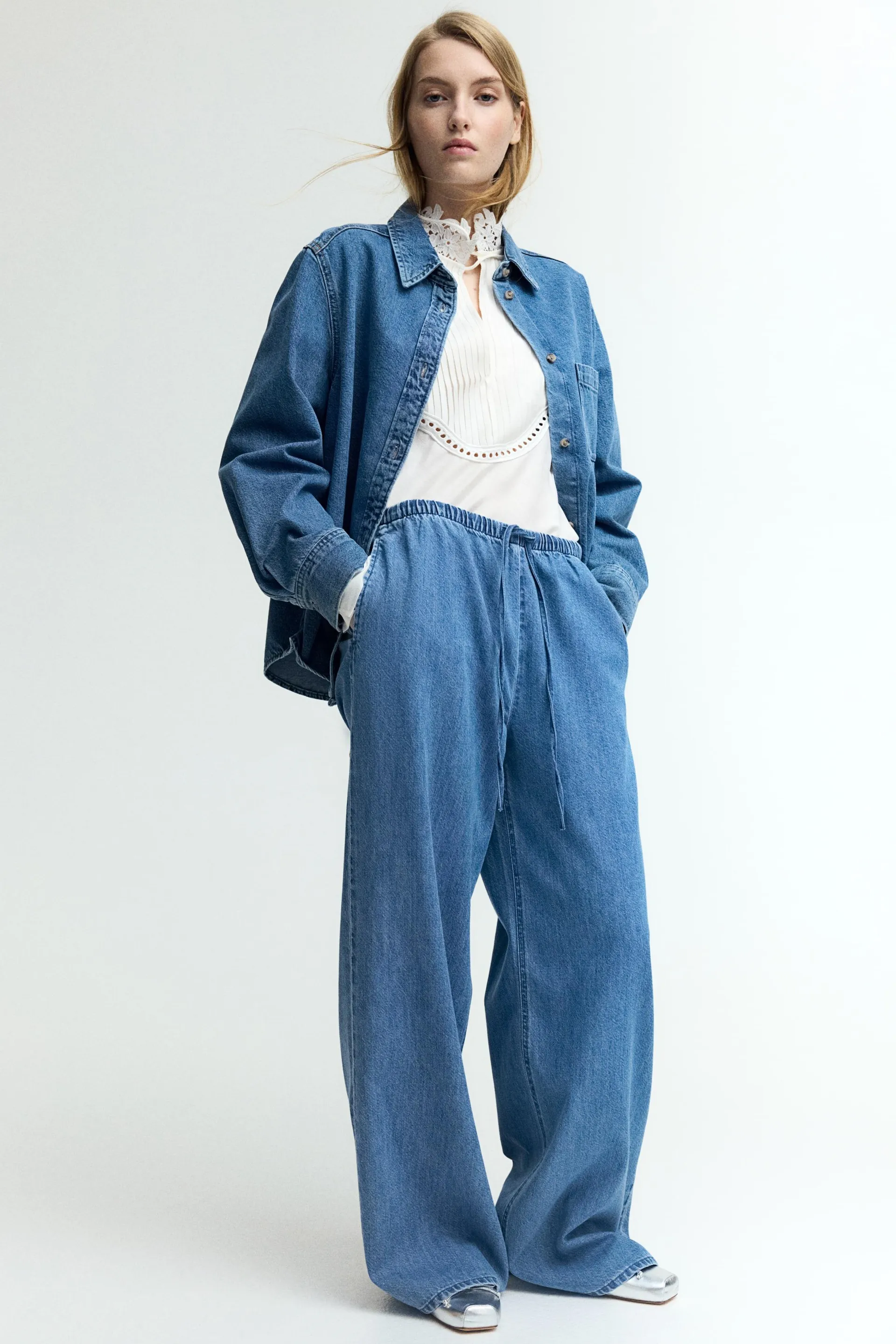 Feather Soft Denim drawstring trousers