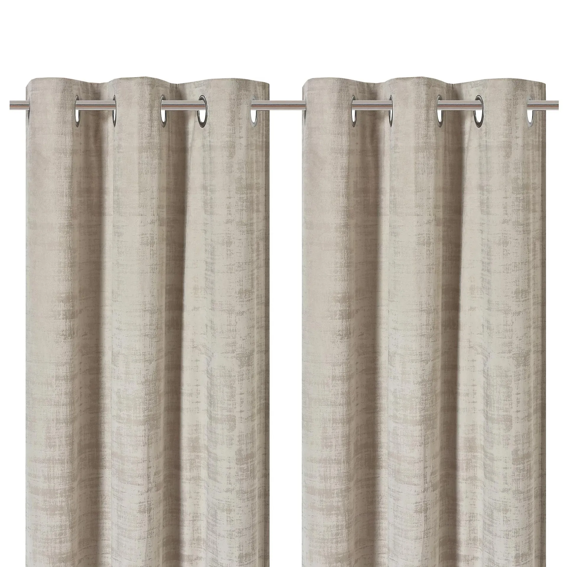 Ruvor Beige Plain woven Lined Eyelet Curtain (W)228cm (L)228cm, Pair