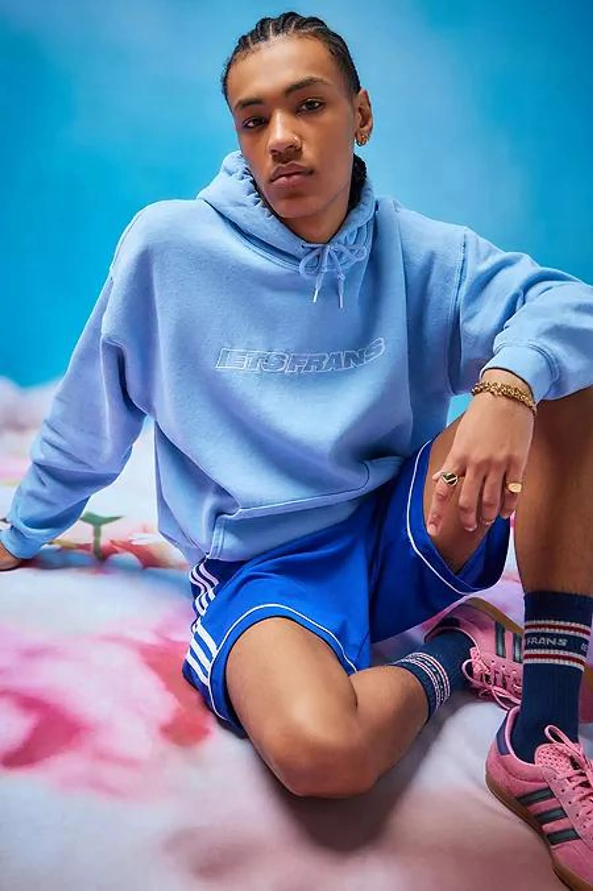 iets frans... Sky Blue Big Embroidered Hoodie