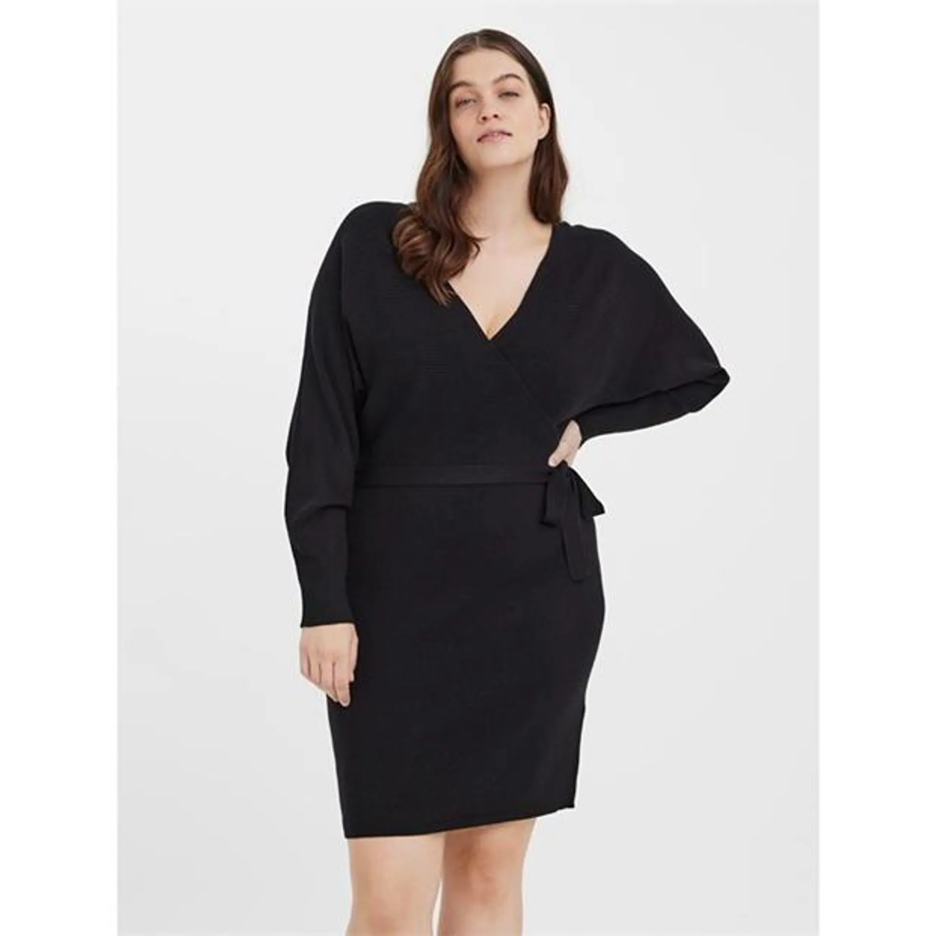 Wrap Front Knit Mini Dress