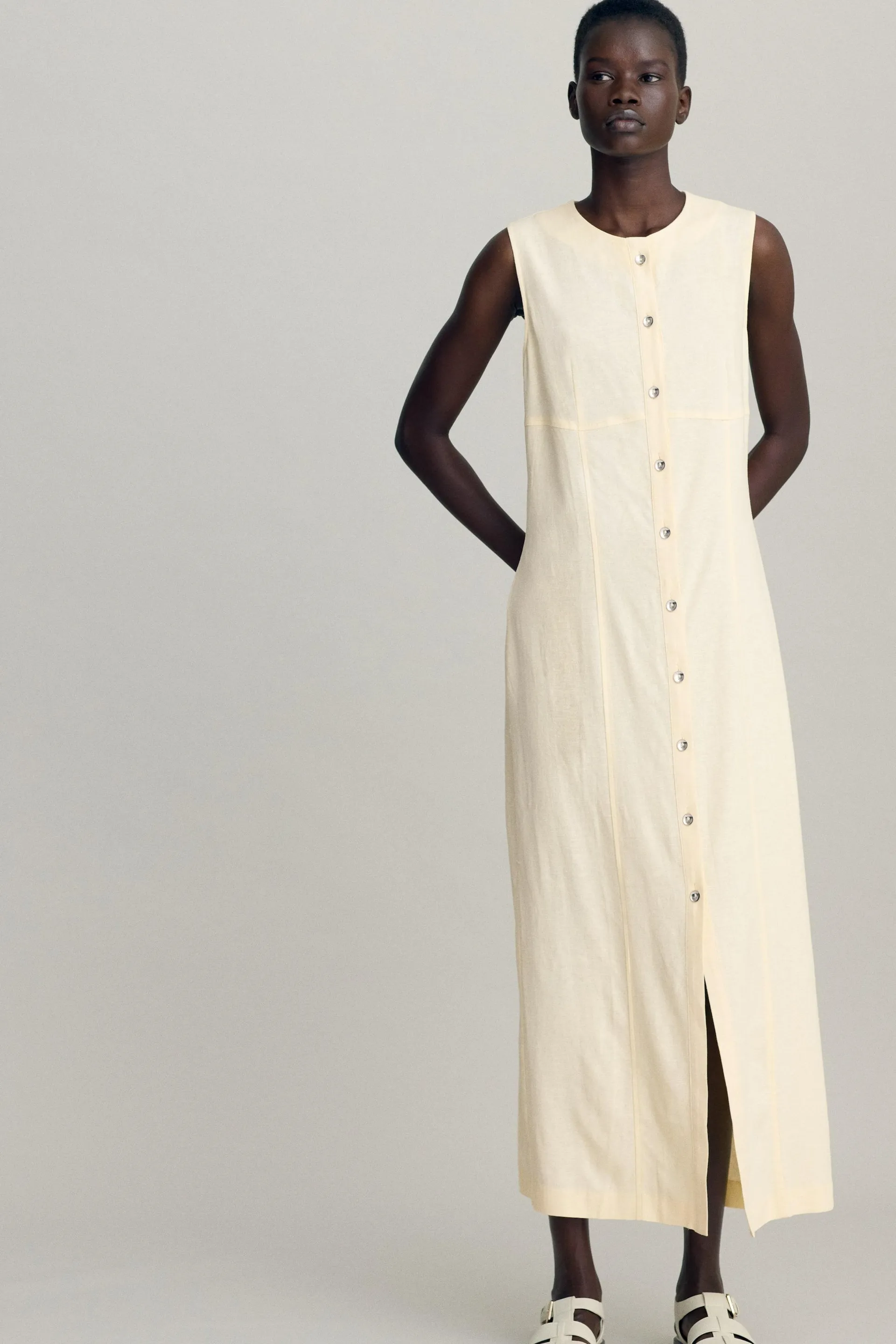Linen-blend dress