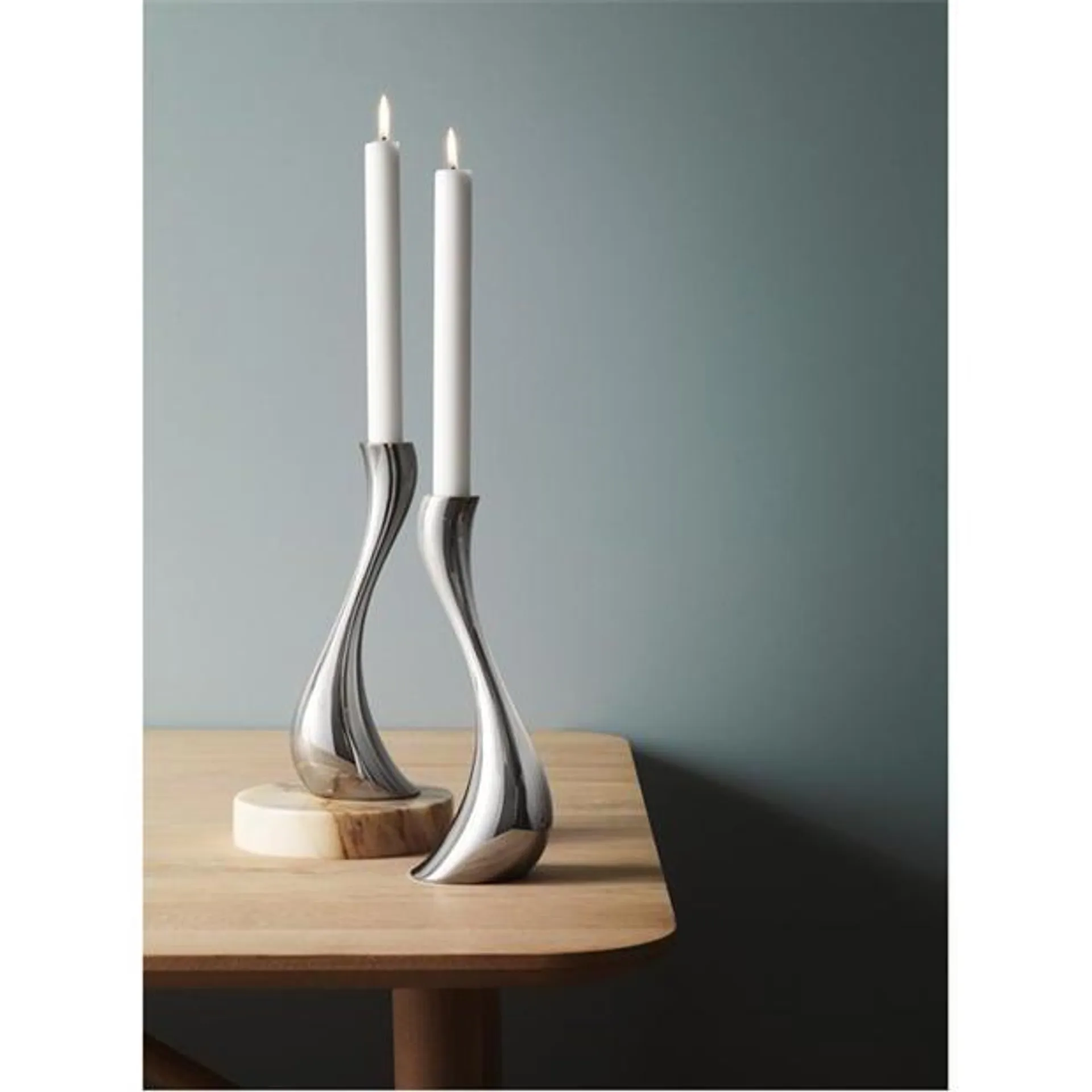 CANDLEHOLDER STAINLESS STEEL MIRROR MEDIUM 2 PCS