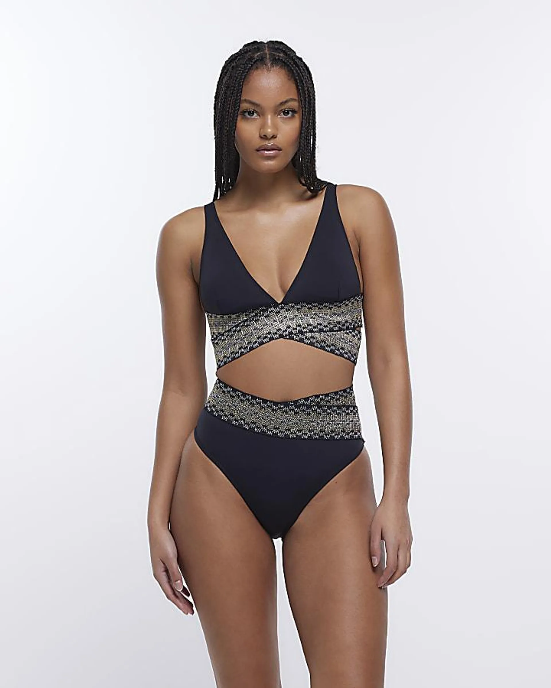 Black high waisted bikini bottoms